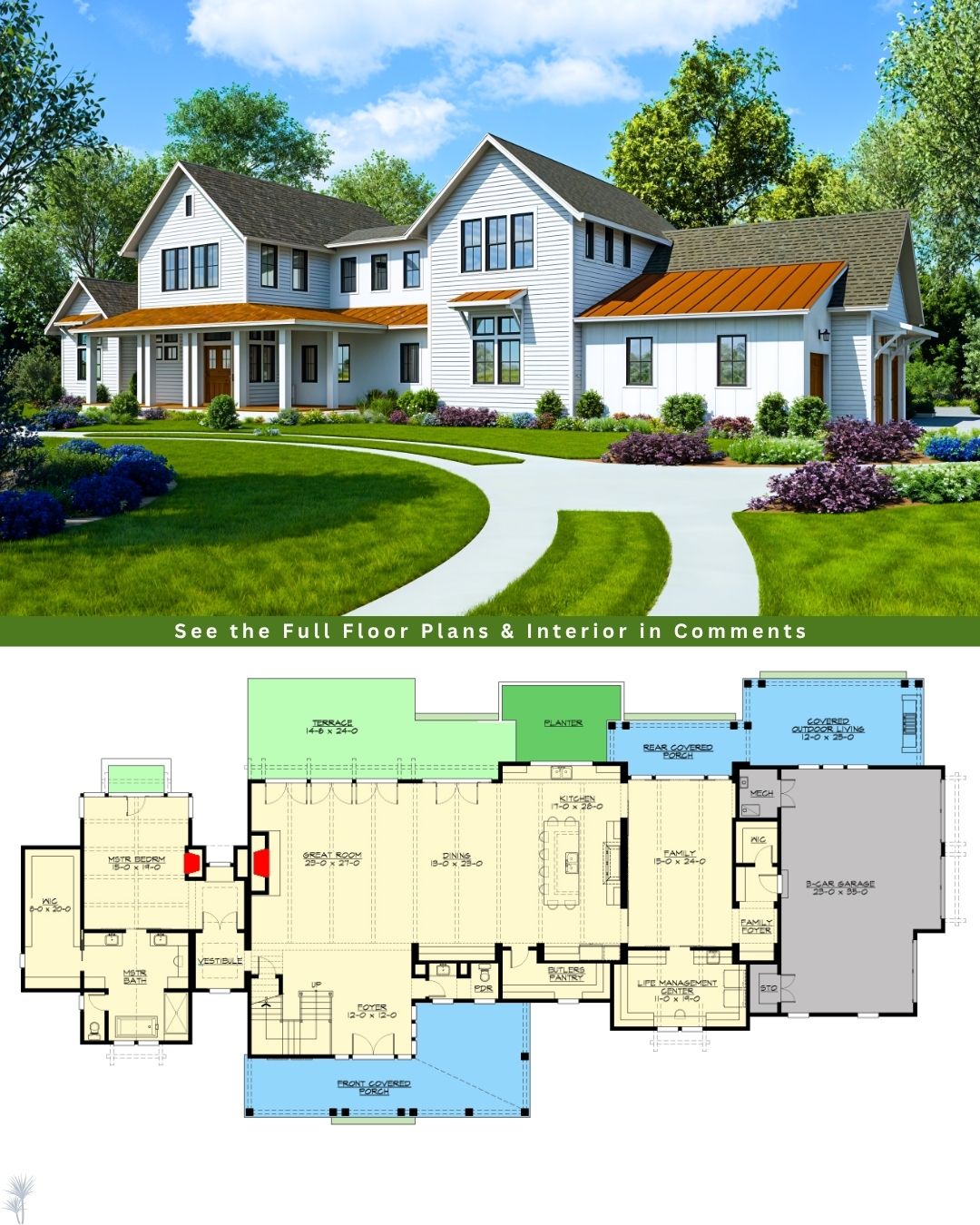 Dream - Explore this Sprawling Modern Farmhouse Plan with a First-Floor ...