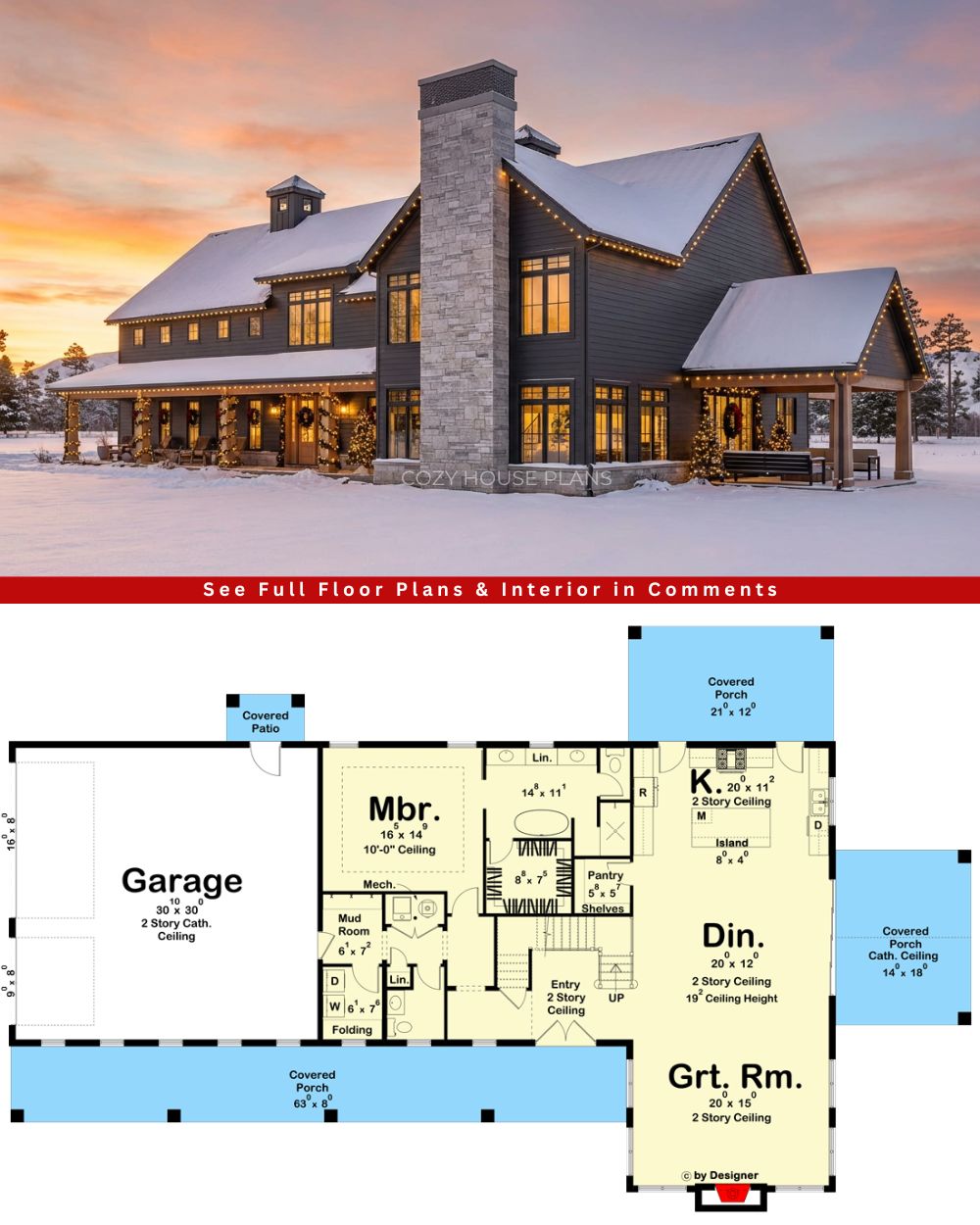 Cozy - Discover the charm of this 4-Bed Barndominium-Style House Plan ...