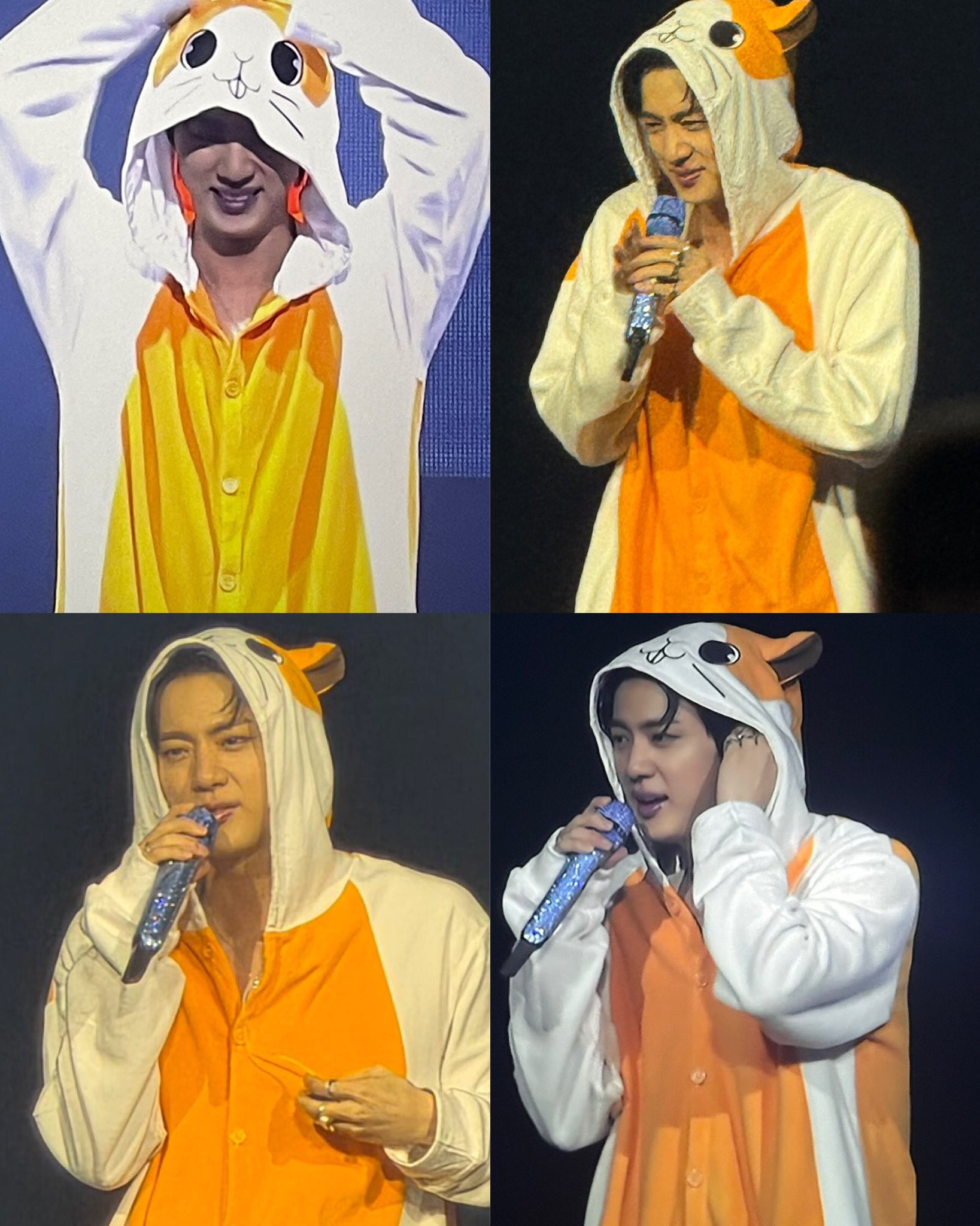Jin wearing a hamster onesie for 'RUNSEOKJIN_epTOUR' in AMSTERDAM