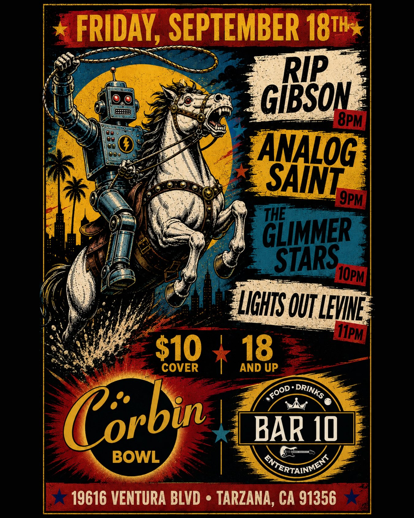 Lights Out Levine, The Glimmer Stars, Analog Saint, and RIP Gibson