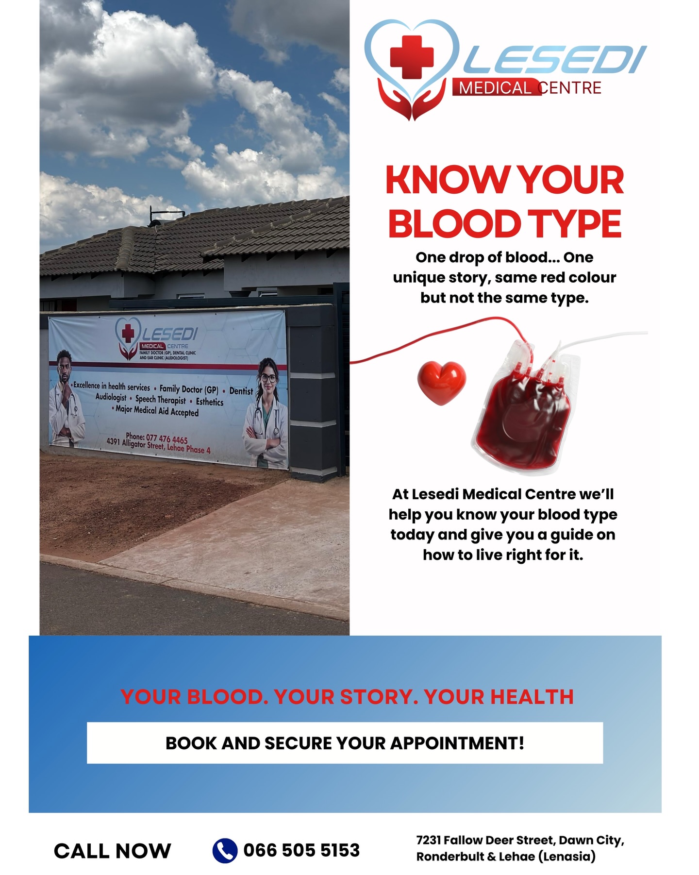 “Know your blood type – one drop,... - Lesedi Medical Centre | Facebook