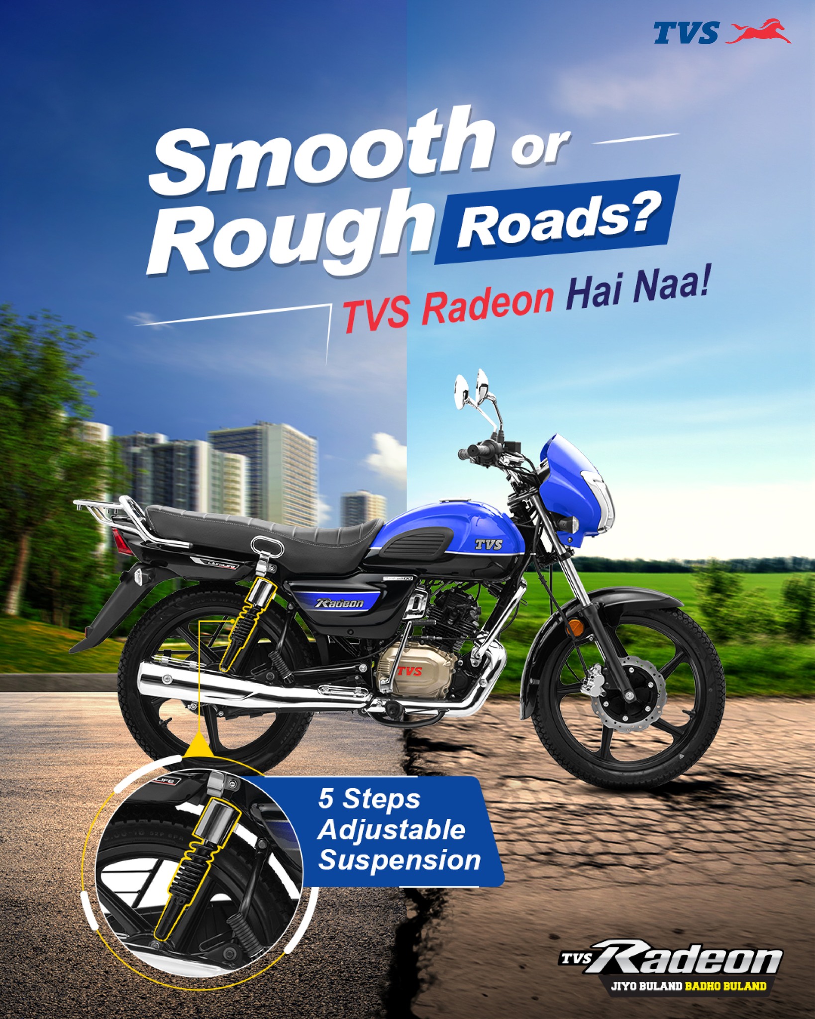 TVS - TVS Radeon ke 5 steps adjustable suspension ke saath hogi har ...