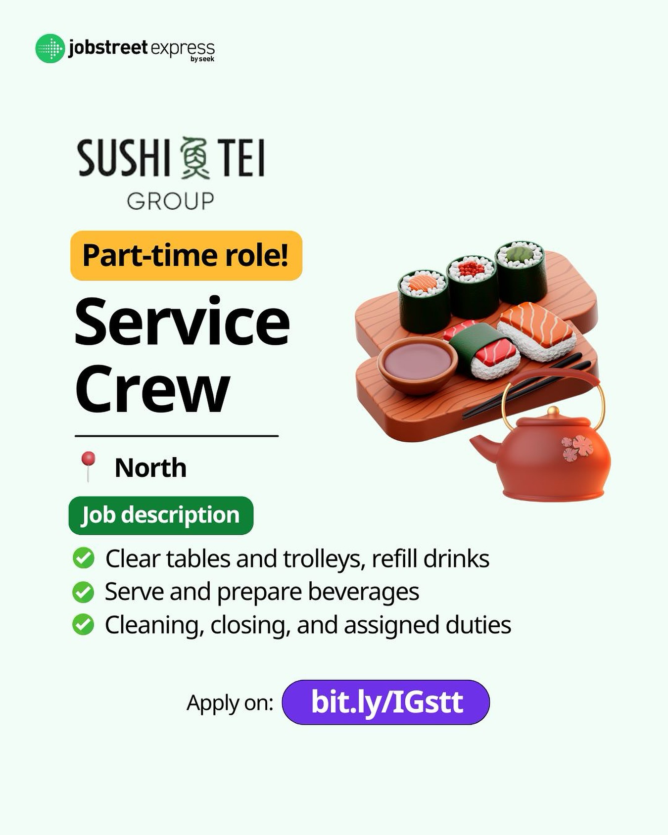 Join the Sushi Tei family!... - Jobstreet Express Singapore | Facebook