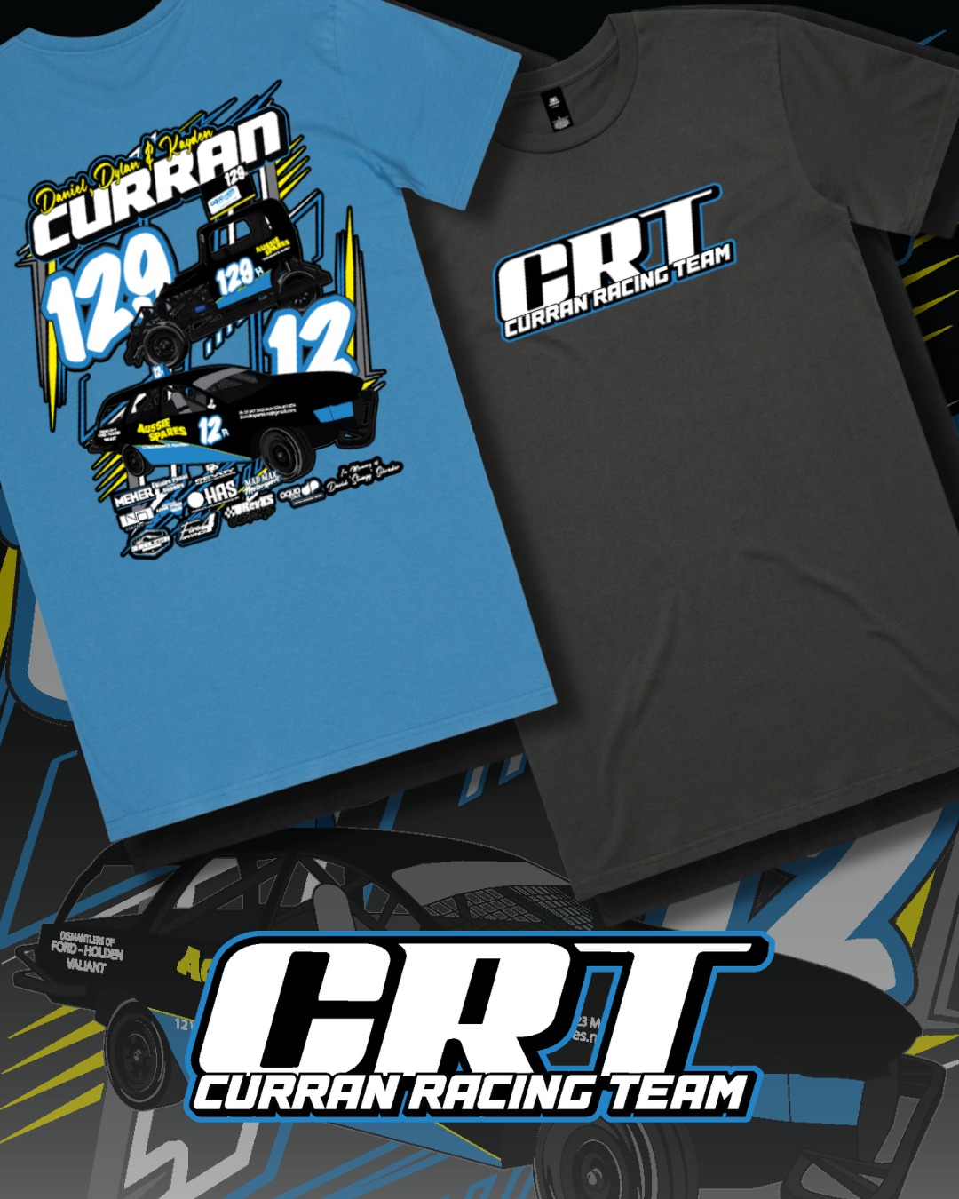 Sharp Apparel - 🟡🔵 Updated CRT Curran Racing Team Merch!... | Facebook