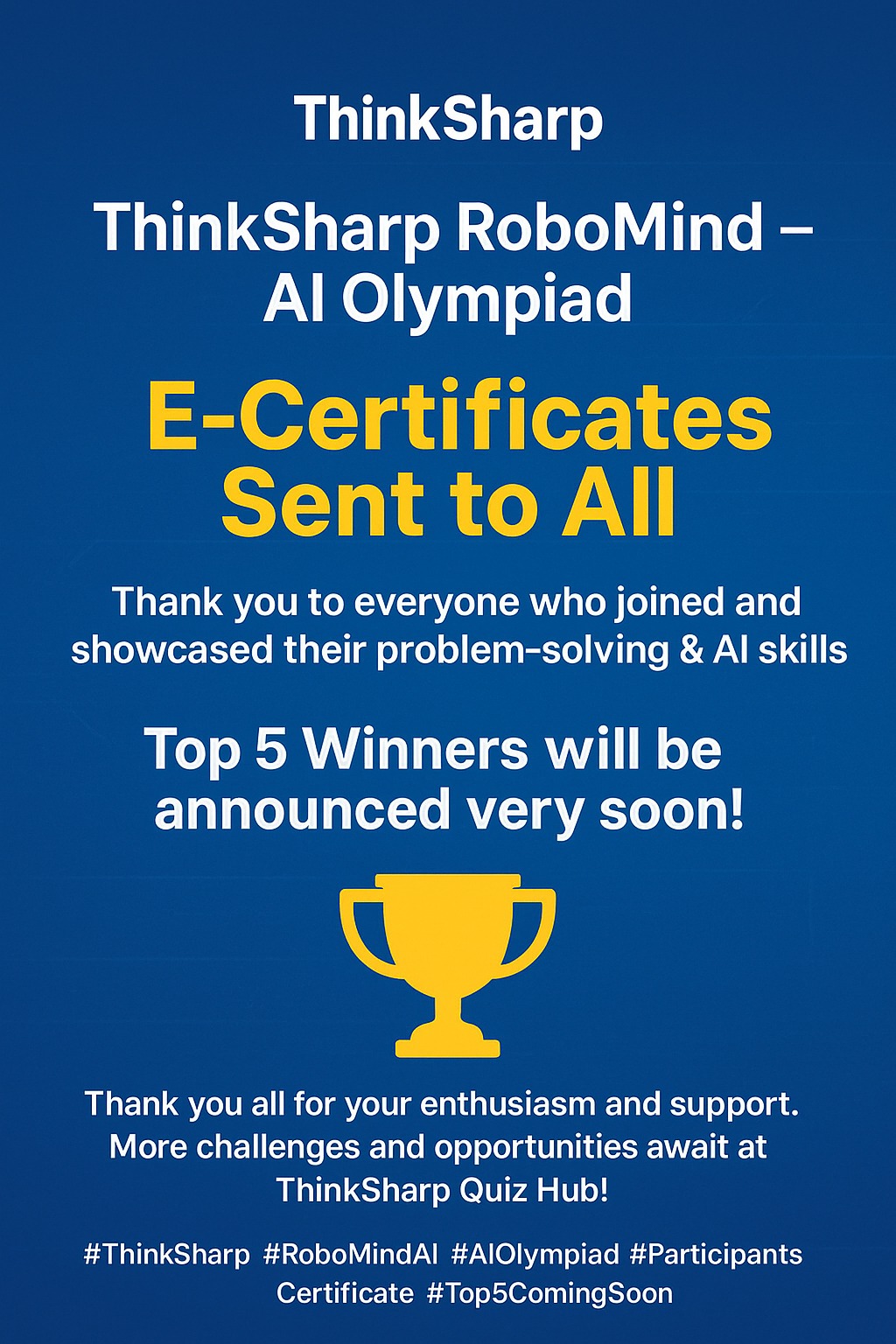 🎉 ThinkSharp RoboMind – AI Olympiad... - ThinkSharp Quiz Hub | Facebook