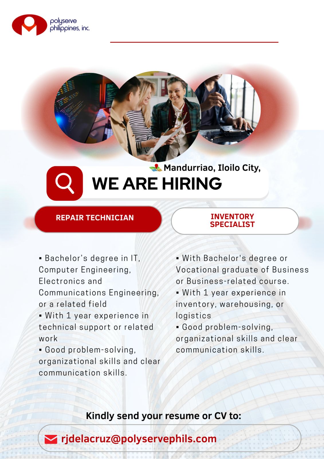 𝐖𝐄 𝐀𝐑𝐄 𝐇𝐈𝐑𝐈𝐍𝐆‼️ 📌𝐑𝐄𝐏𝐀𝐈𝐑... - Polyserve Philippines, Inc. | Facebook