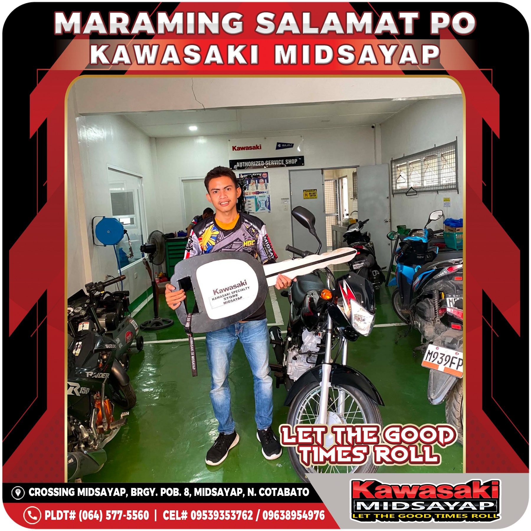 Kawasaki Midsayap congratulates new motorcycle owner