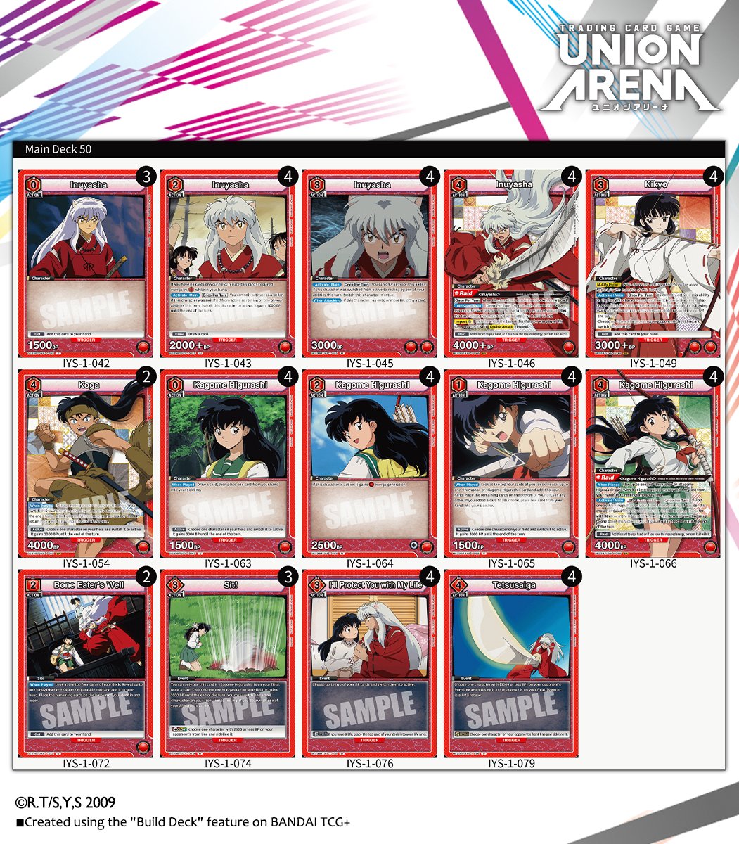 Inuyasha red deck built with Union Arena TCG booster pack cards