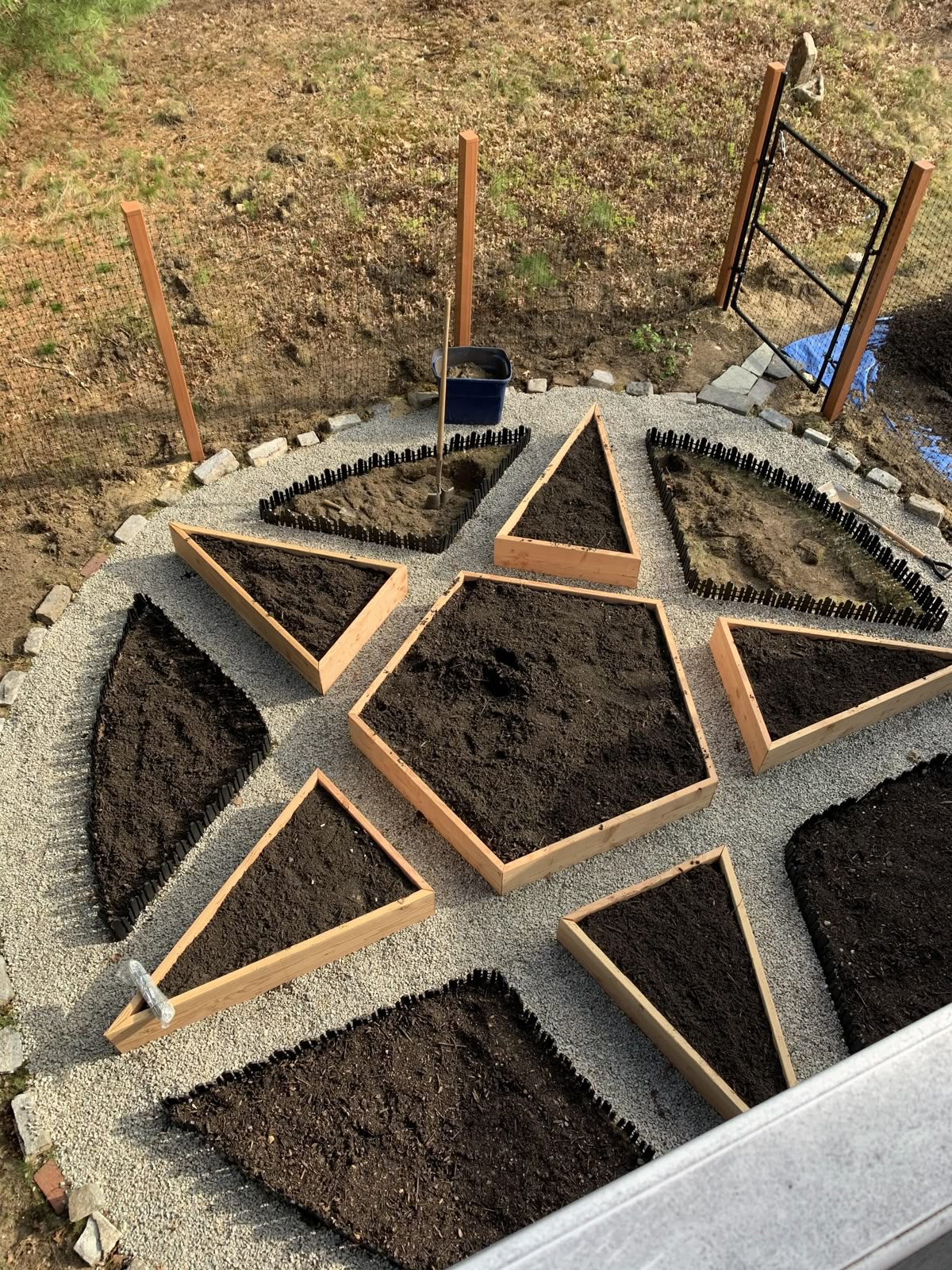 Top - I built this star-shaped garden by making wooden frames in ...