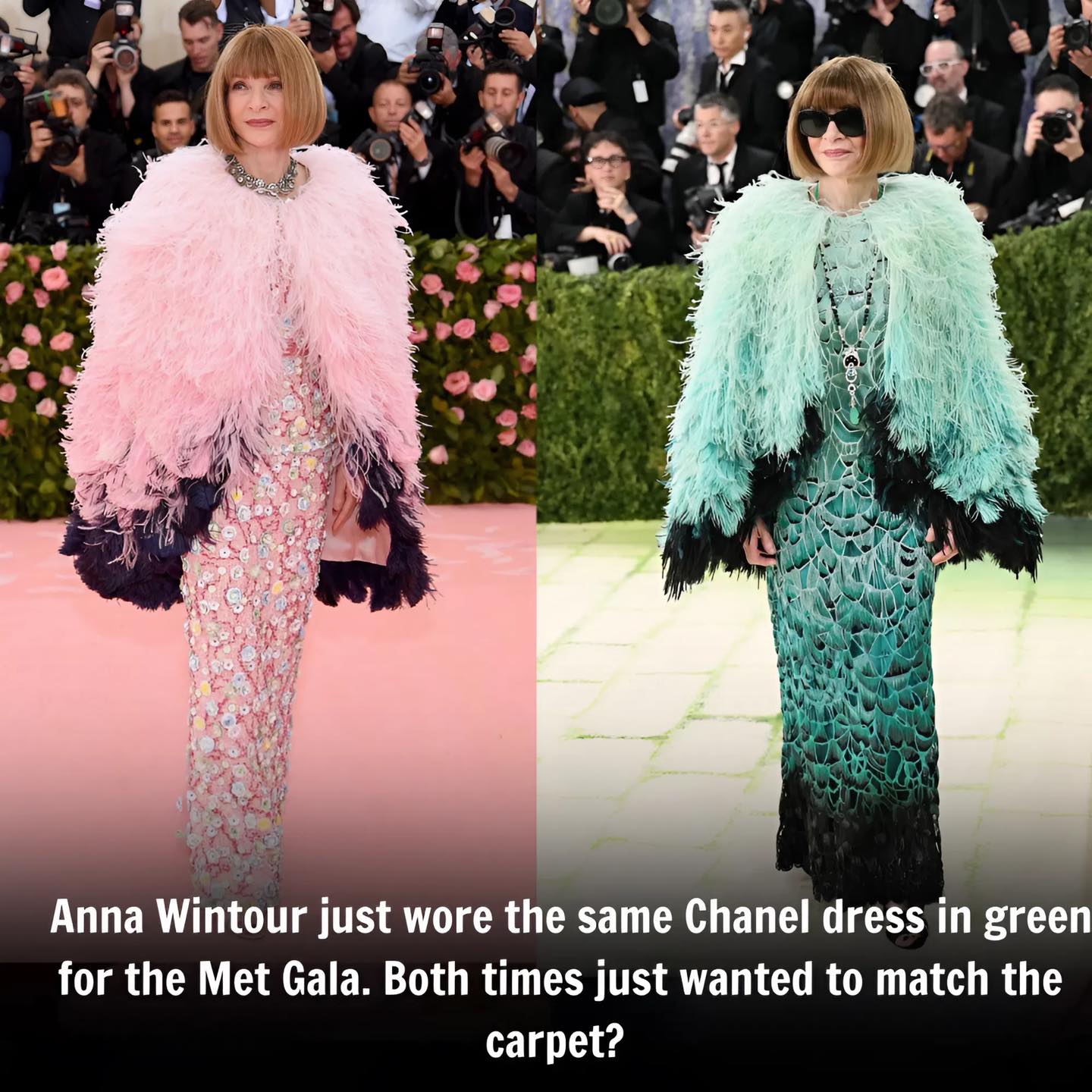 anna wintour green dress Not doing a callback moment… 👀 Anna stepping out in the same Chanel — this time in — and somehow it still feels intentional. Because at this point product-type-Crop Tops