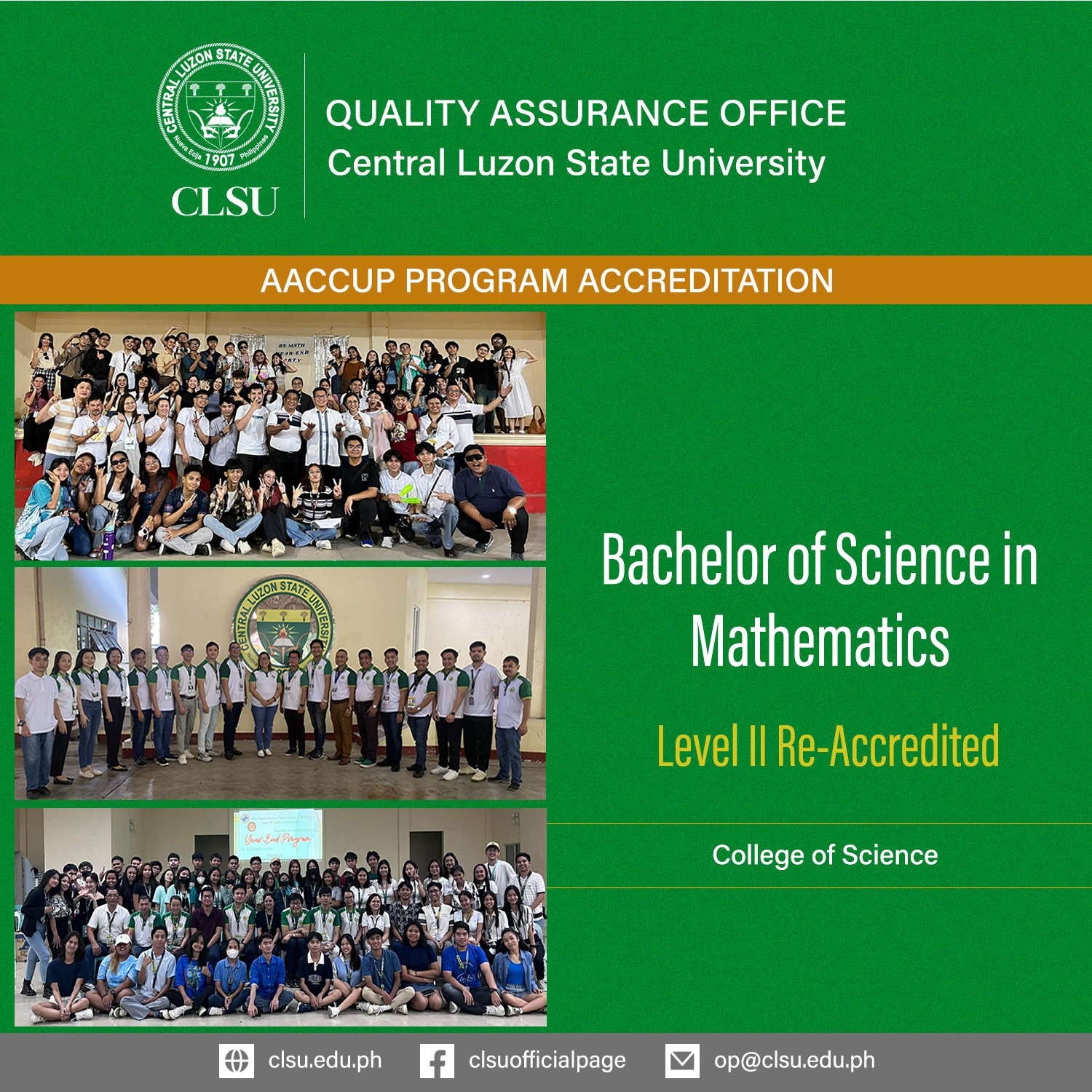 CLSU - 𝐁𝐒 𝐌𝐚𝐭𝐡𝐞𝐦𝐚𝐭𝐢𝐜𝐬 𝐏𝐫𝐨𝐠𝐫𝐚𝐦 𝐀𝐜𝐡𝐢𝐞𝐯𝐞𝐬 𝐋𝐞𝐯𝐞𝐥 𝐈𝐈 𝐑𝐞-𝐀𝐜𝐜𝐫𝐞𝐝𝐢𝐭𝐞𝐝 𝐒𝐭𝐚𝐭𝐮𝐬 ...