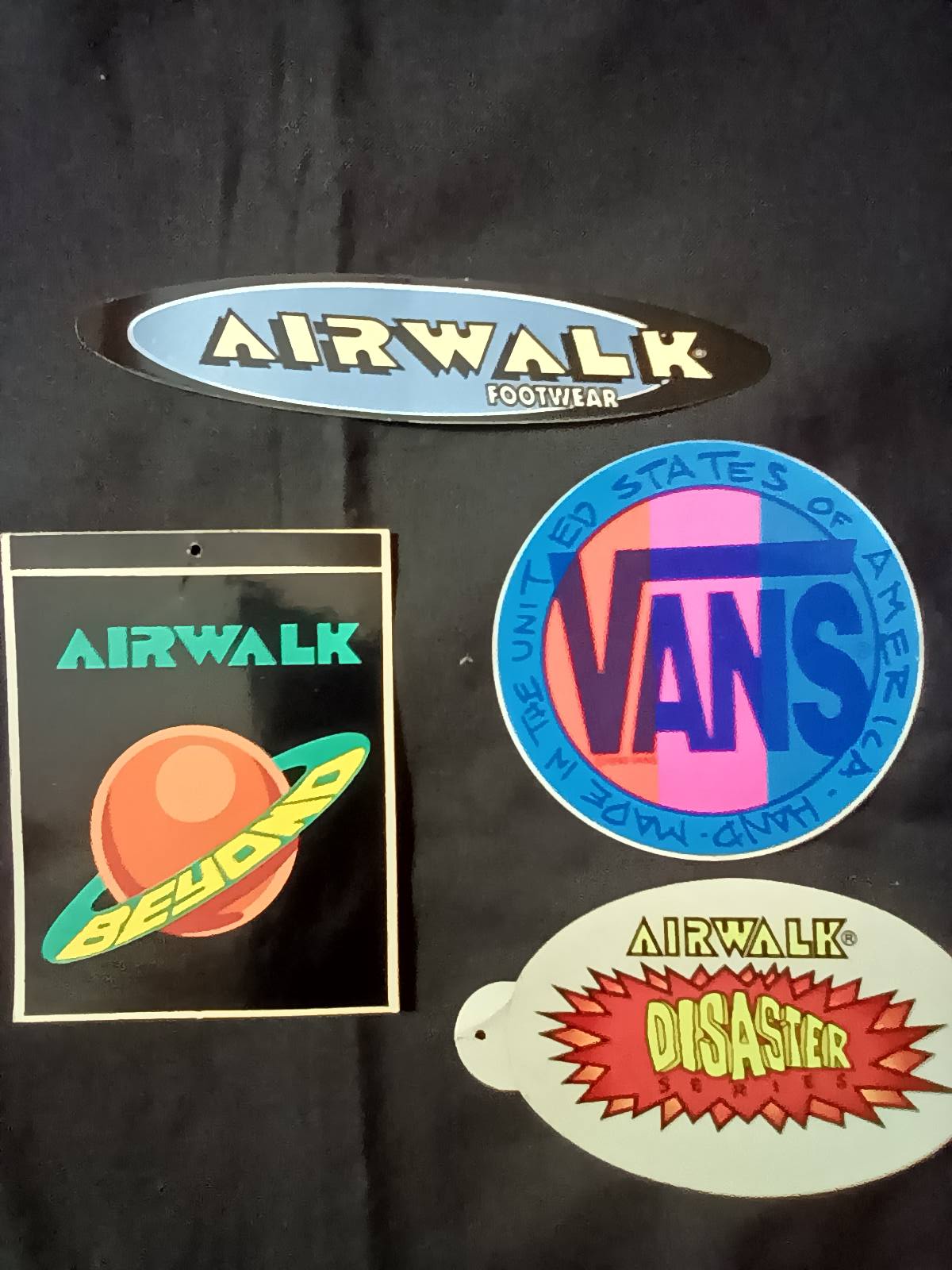 Vintage skateboard stickers from the 80s