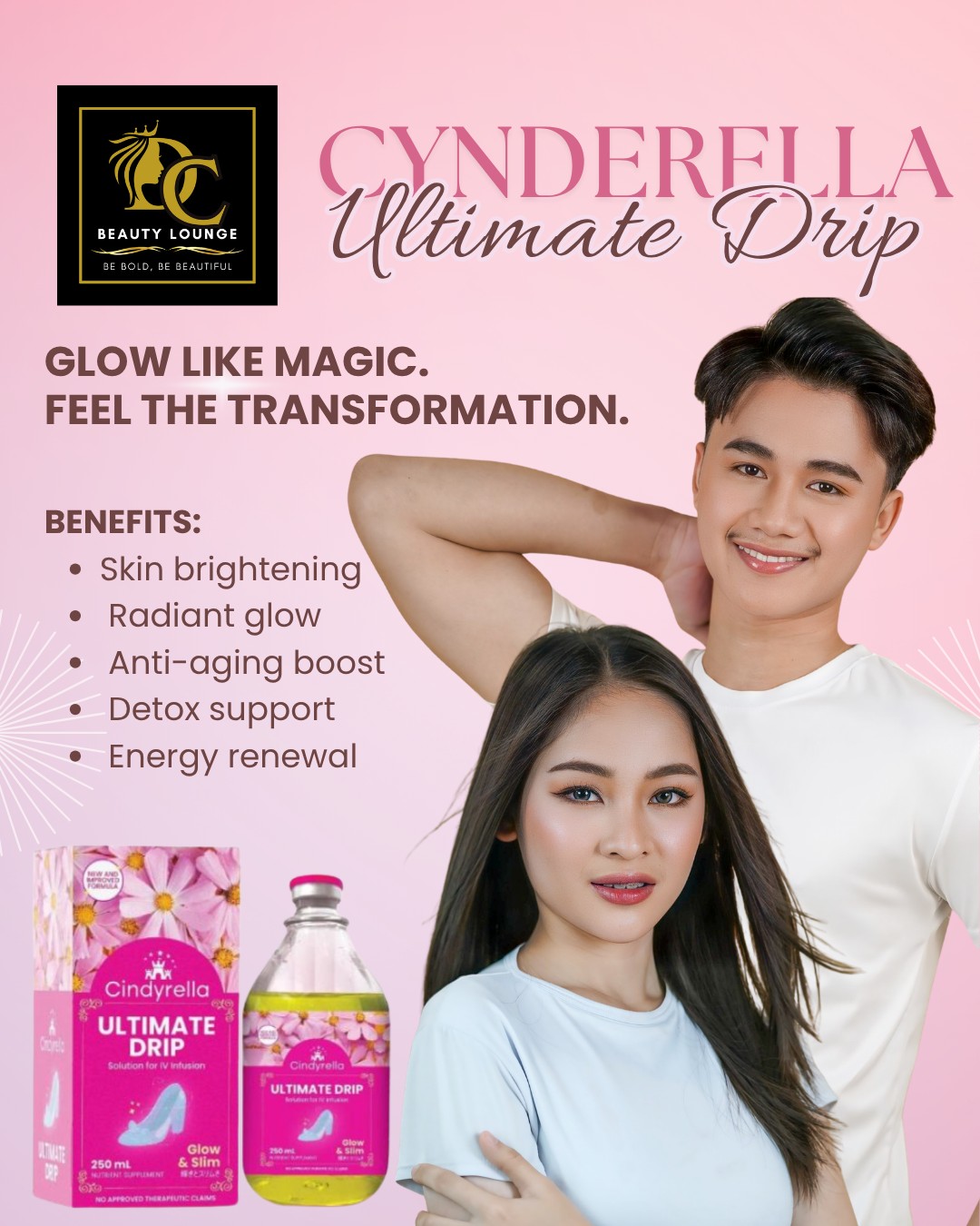 cinderella glutathione capsule Step into your glow-up era with our ✨ Ultimate Drip ✨ Designed to give you that radiant, fresh, and glass skin glow—while boosting your energy from within 💧👑 Because you deserve Concern:Sun Protection Size:31 Day Supply - BDL BPC-157 Research Peptide |