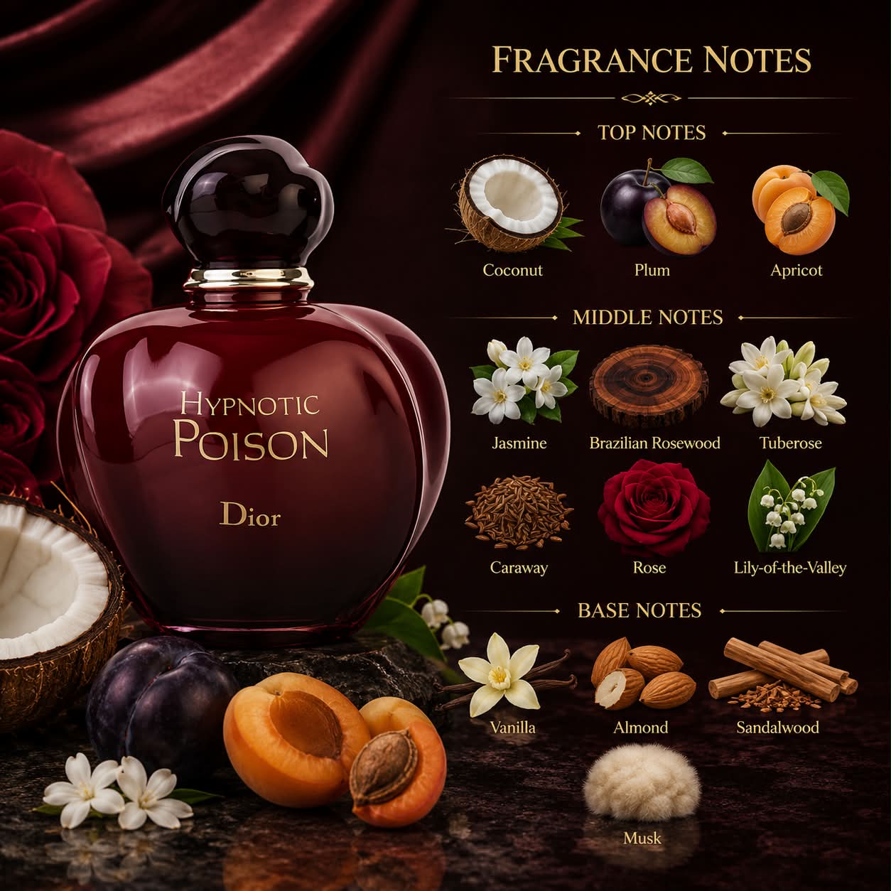 Hypnotic Poison by Dior: Seductive and Mystifying 🖤✨ Top notes