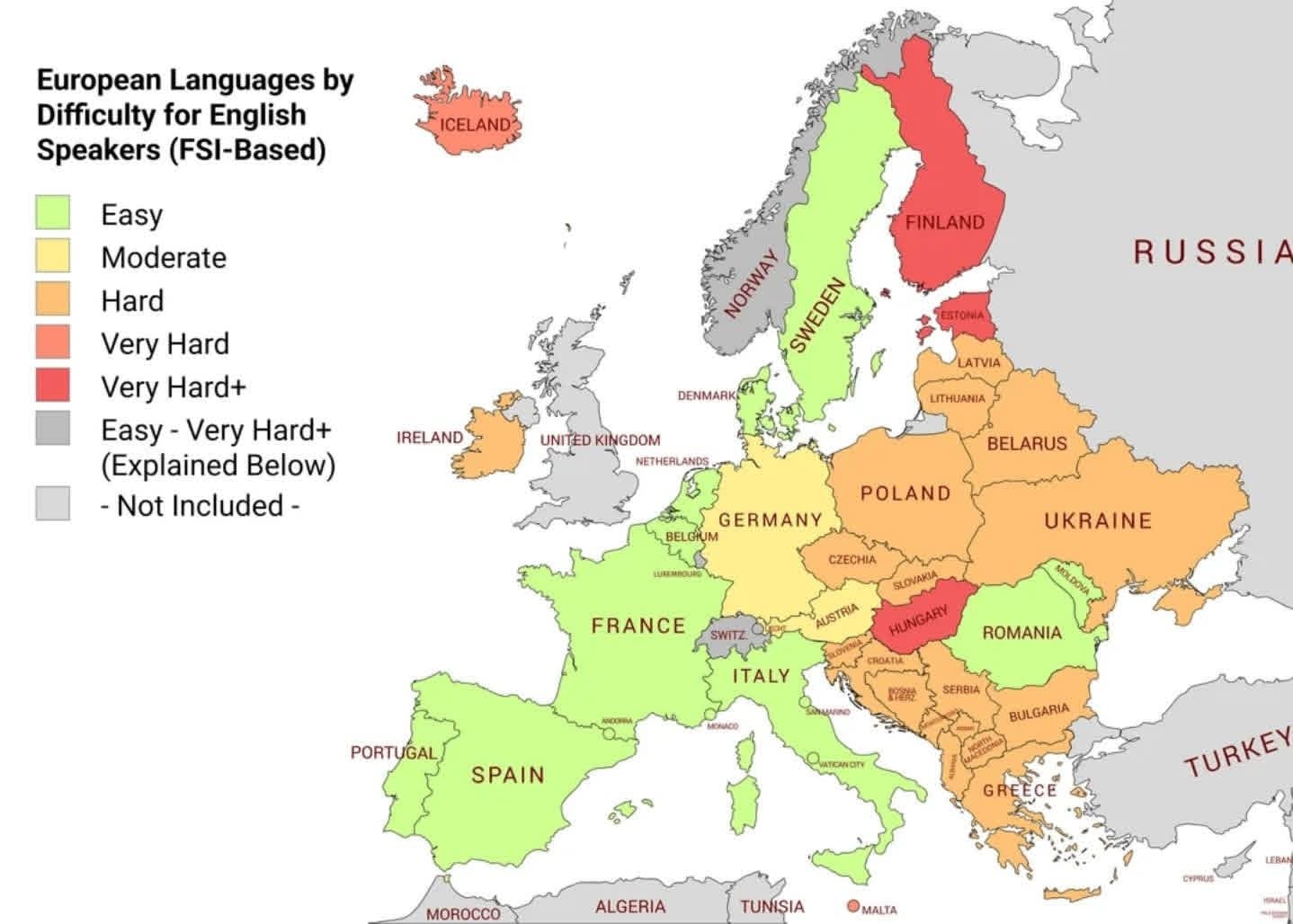 InfoInsight - Languages in Europe by difficulty for English Speakers ...