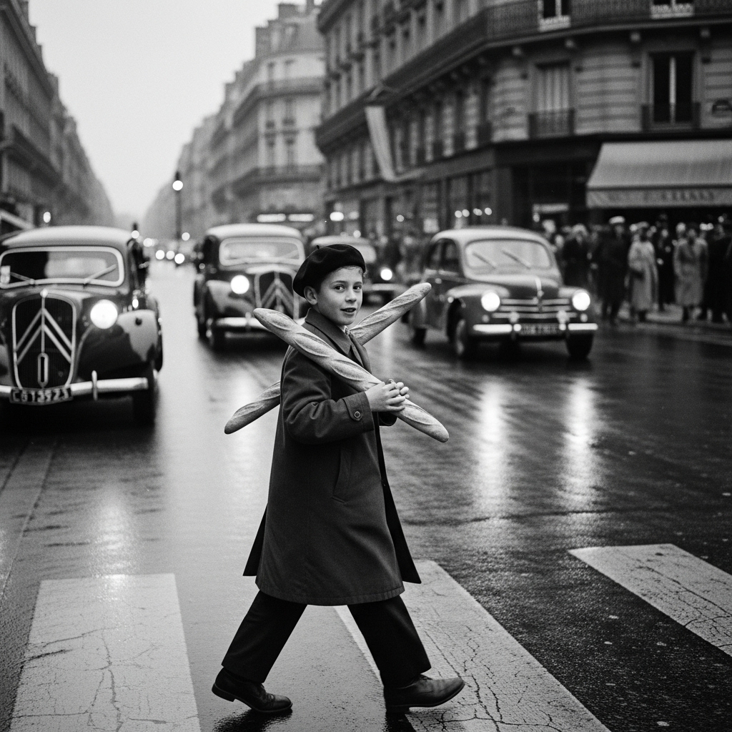 History - Baguettes in Paris, 1953 Paris, 1953. A boy crossed the ...