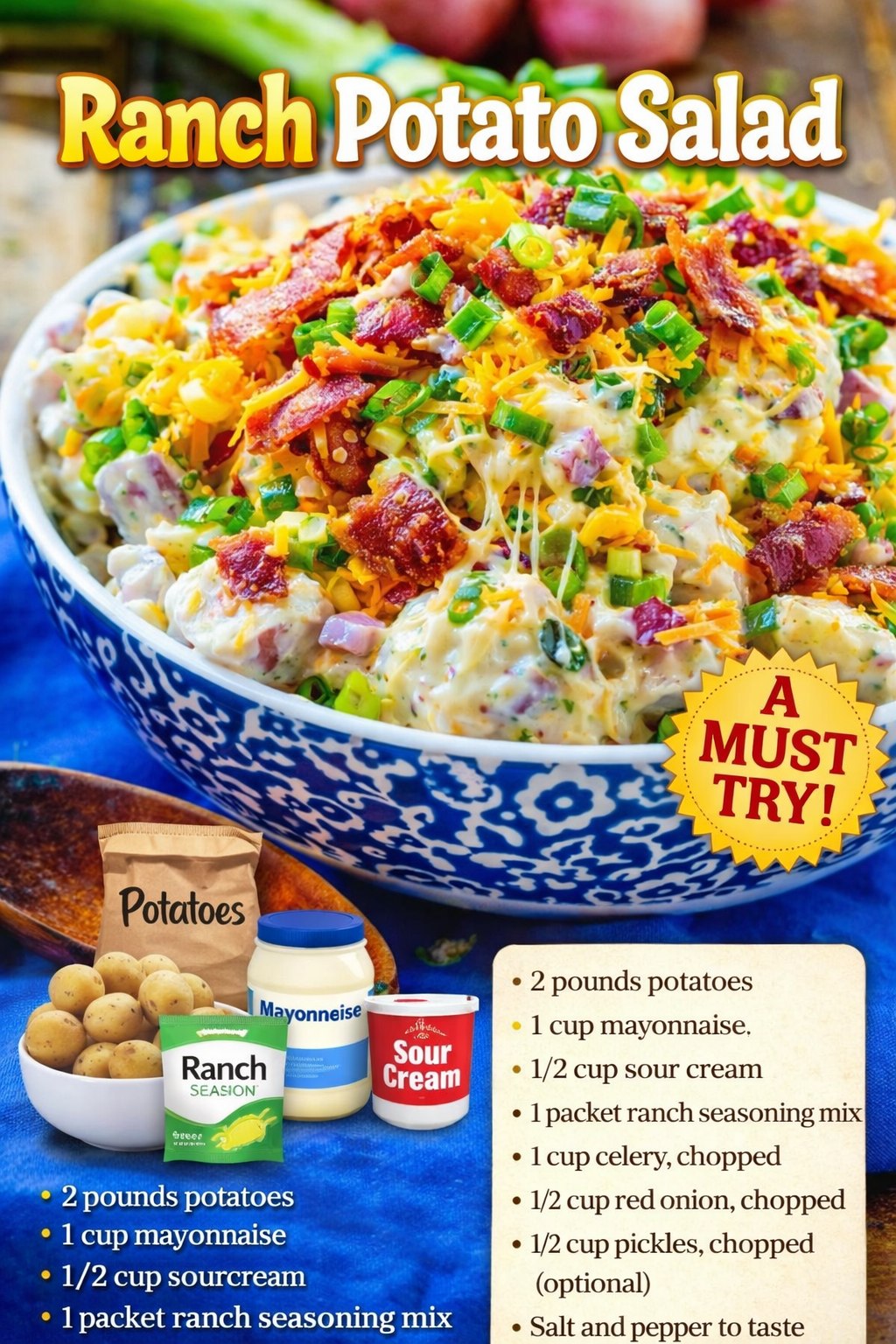potato salad with sour cream and ranch dressing You'll never look at the same way again. This easy potato salad is a hit in our family perfect for summer BBQs or cozy gatherings. Everyone asks for Bacon salad Style:BM1147 Black Calfskin INSPIRE CHIC Women's Sparkly