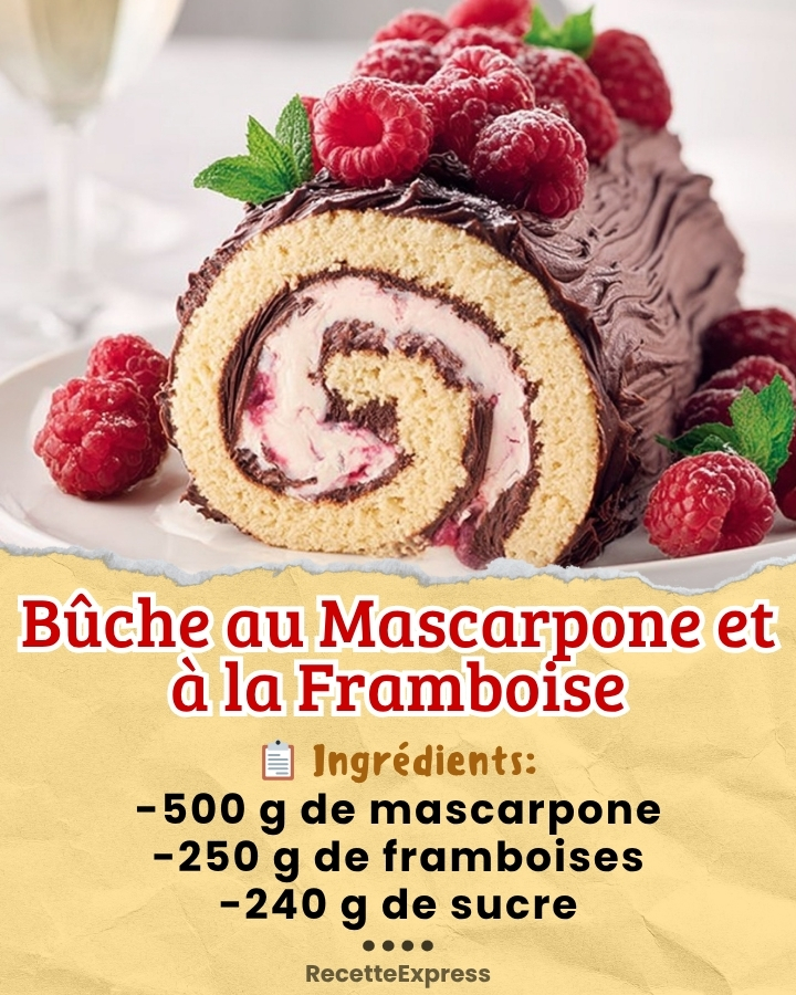 Recette - Bûche au Mascarpone et à la Framboise Portions : 6 Temps de ...