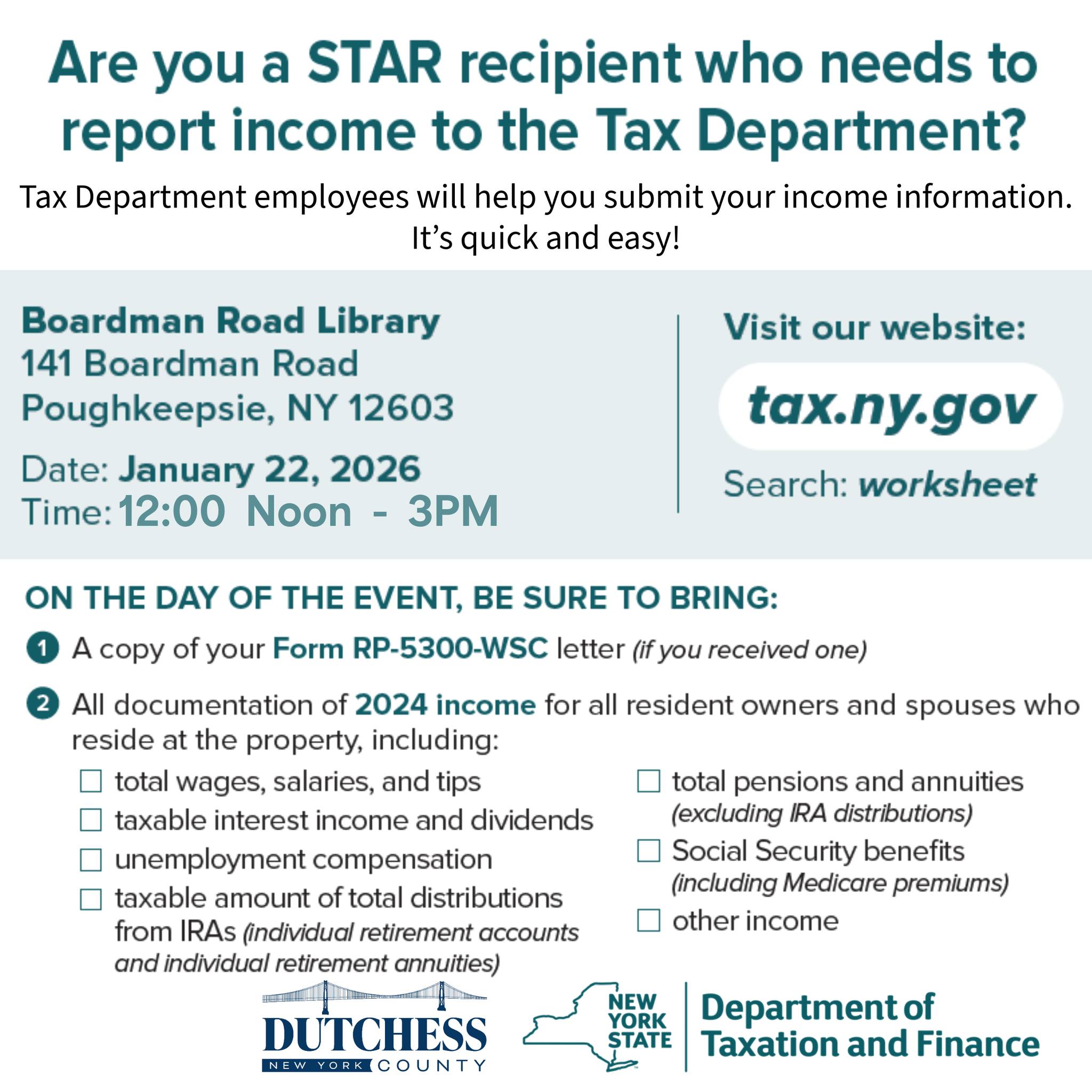 Dutchess - Reminder: If you got a letter from New York State requesting ...
