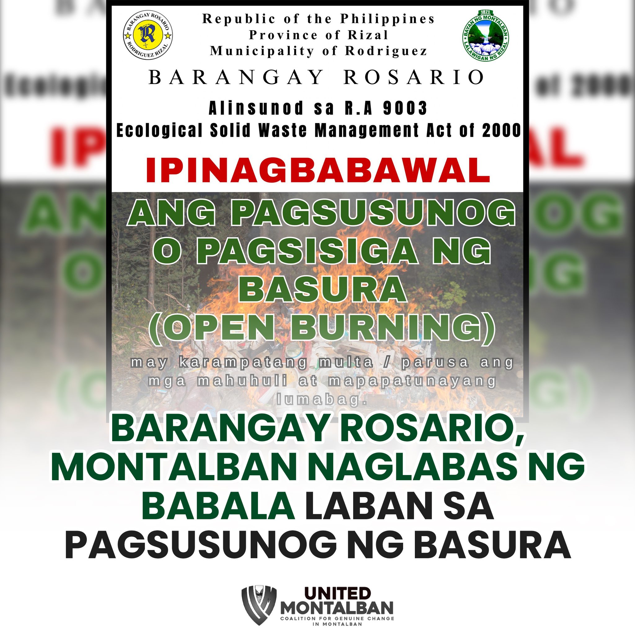 United - BARANGAY ROSARIO, MONTALBAN NAGLABAS NG BABALA LABAN SA ...