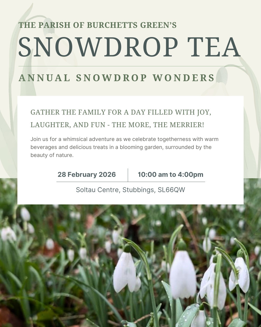🌼 Snowdrop Tea – Annual... - The Parish of Burchetts Green | Facebook