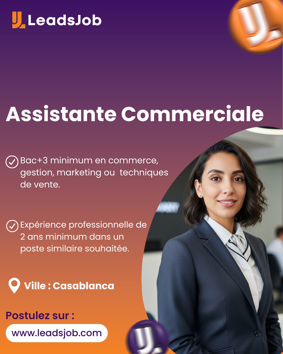 Leads - 🚨 🚨 Nous recrutons : Assistante Commerciale Nous recrutons pour ...