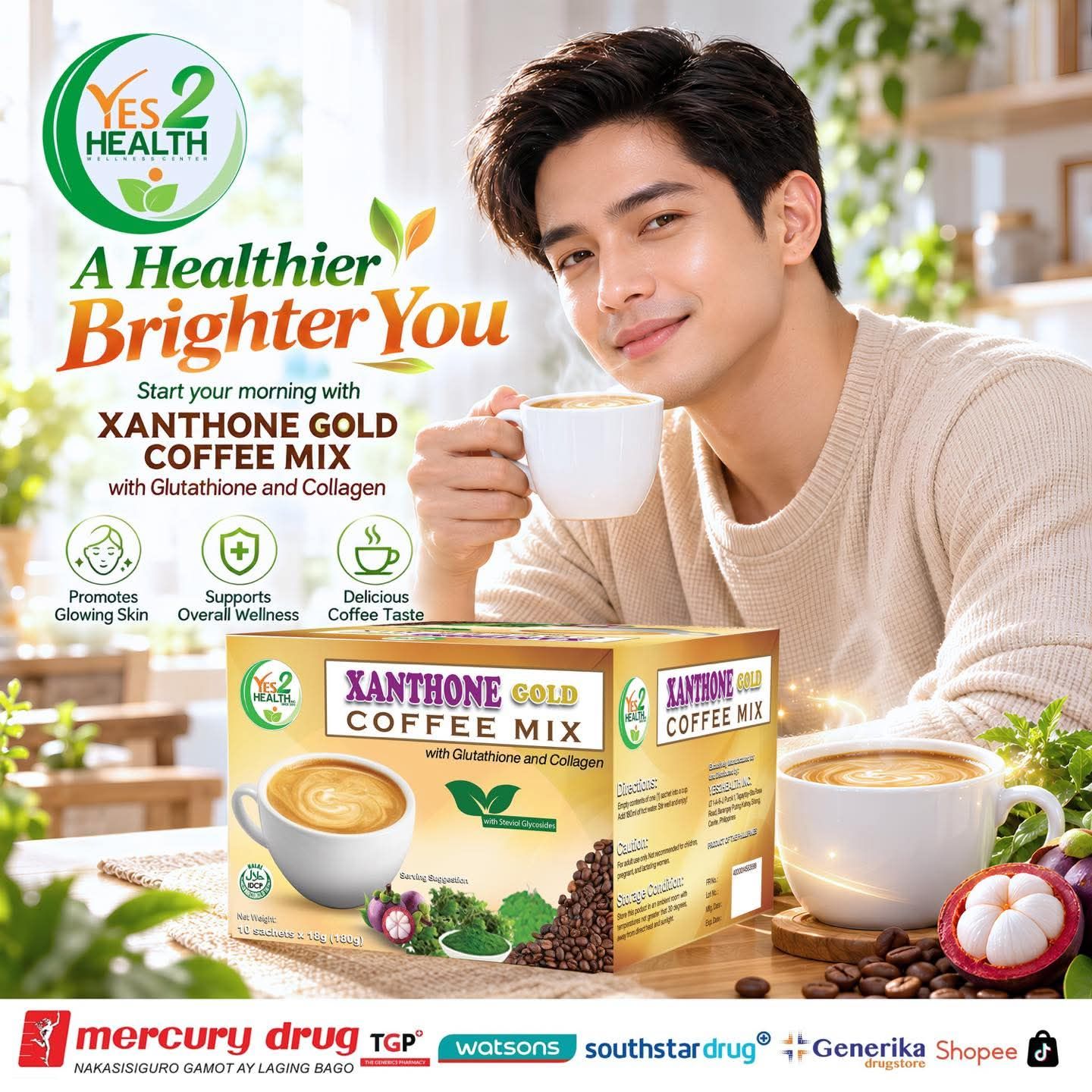 𝐀 𝐛𝐫𝐢𝐠𝐡𝐭𝐞𝐫 𝐦𝐨𝐫𝐧𝐢𝐧𝐠 𝐬𝐭𝐚𝐫𝐭𝐬 𝐰𝐢𝐭𝐡 𝐚 𝐬𝐚𝐭𝐢𝐬𝐟𝐲𝐢𝐧𝐠 𝐜𝐮𝐩. ☕✨ Enjoy Xanthone Gold Coffee Mix with Glutathione and Collagen a smooth coffee blend made for your daily routine, whether you're starting work, relaxing