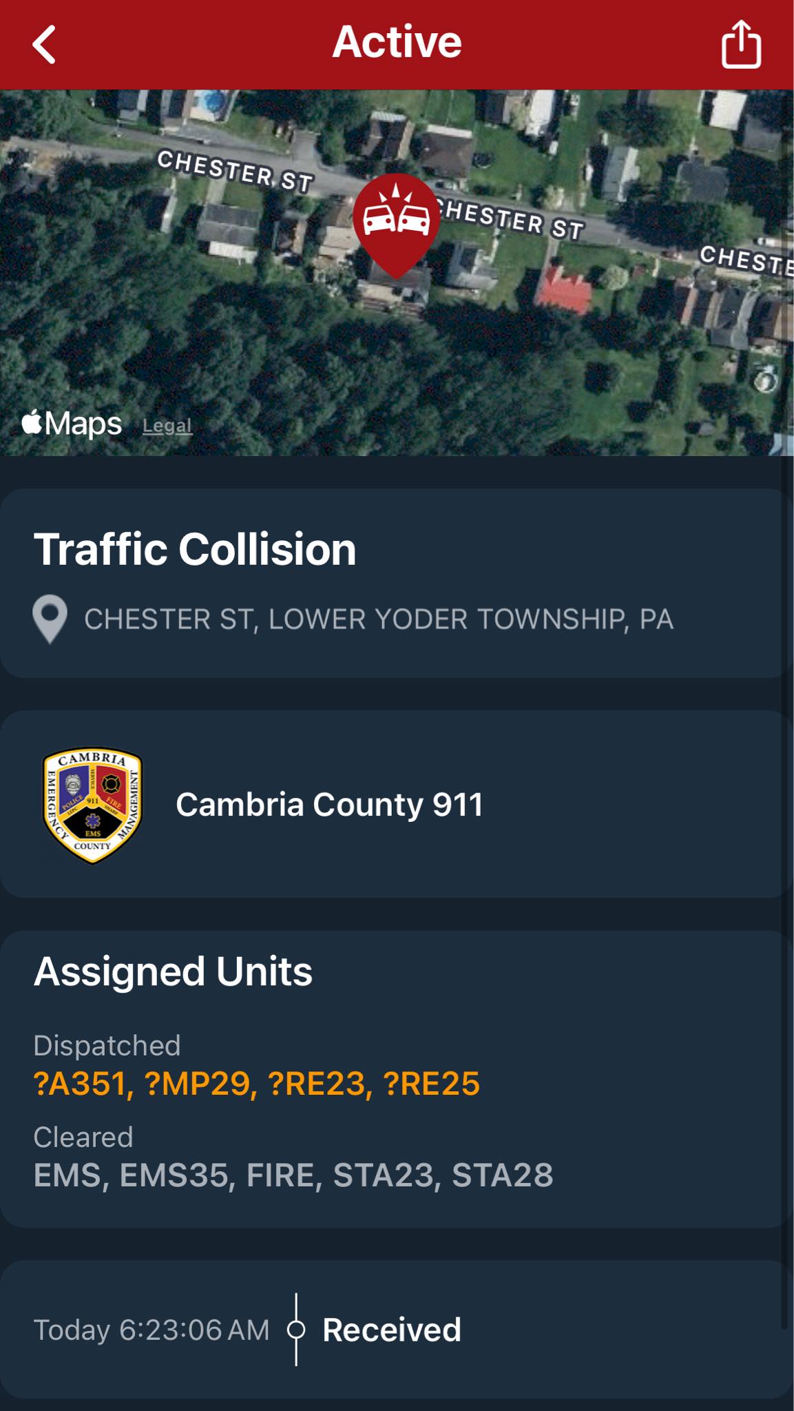 Cambria - Garbage truck versus utility pole - line down Caller could ...