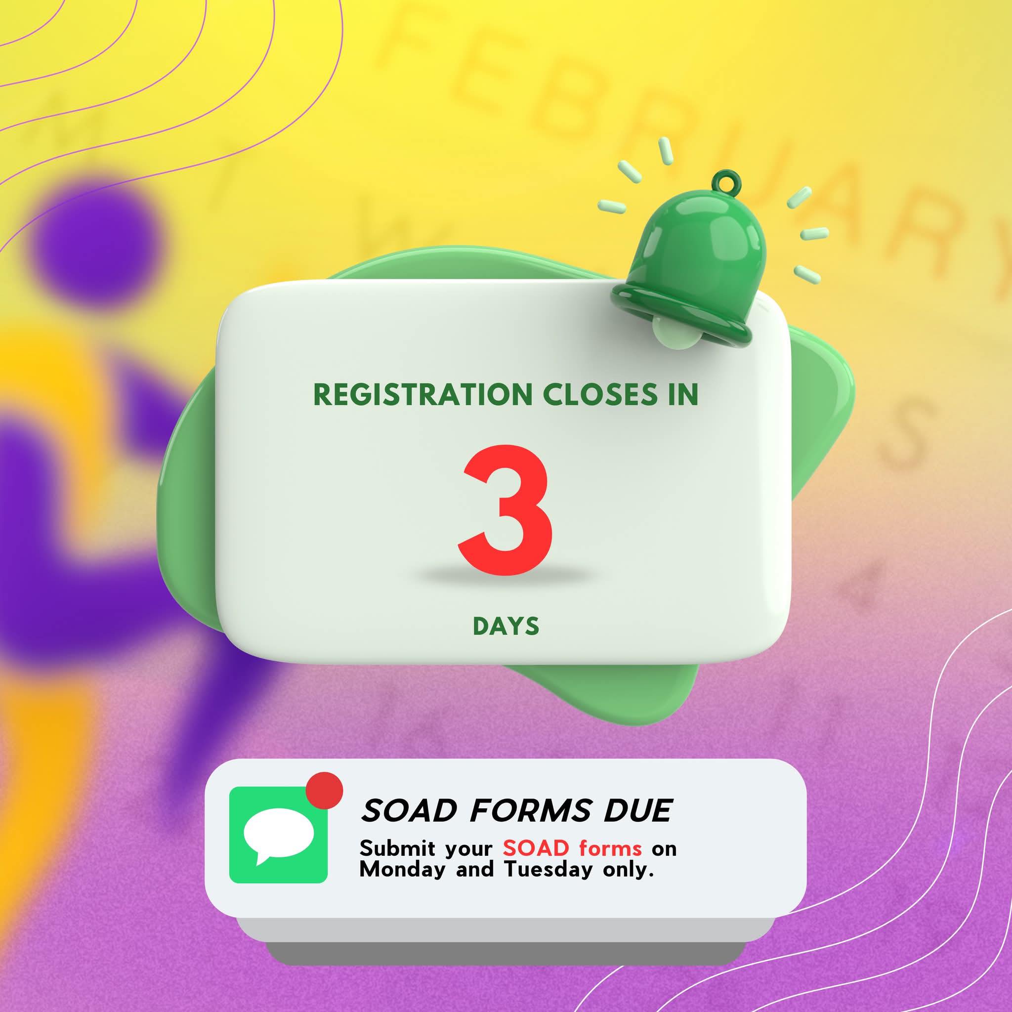 📣⏰ 𝟯 𝗗𝗮𝘆𝘀 𝗟𝗲𝗳𝘁 𝘁𝗼... - SUSHS HUMSS & Arts and Design | Facebook