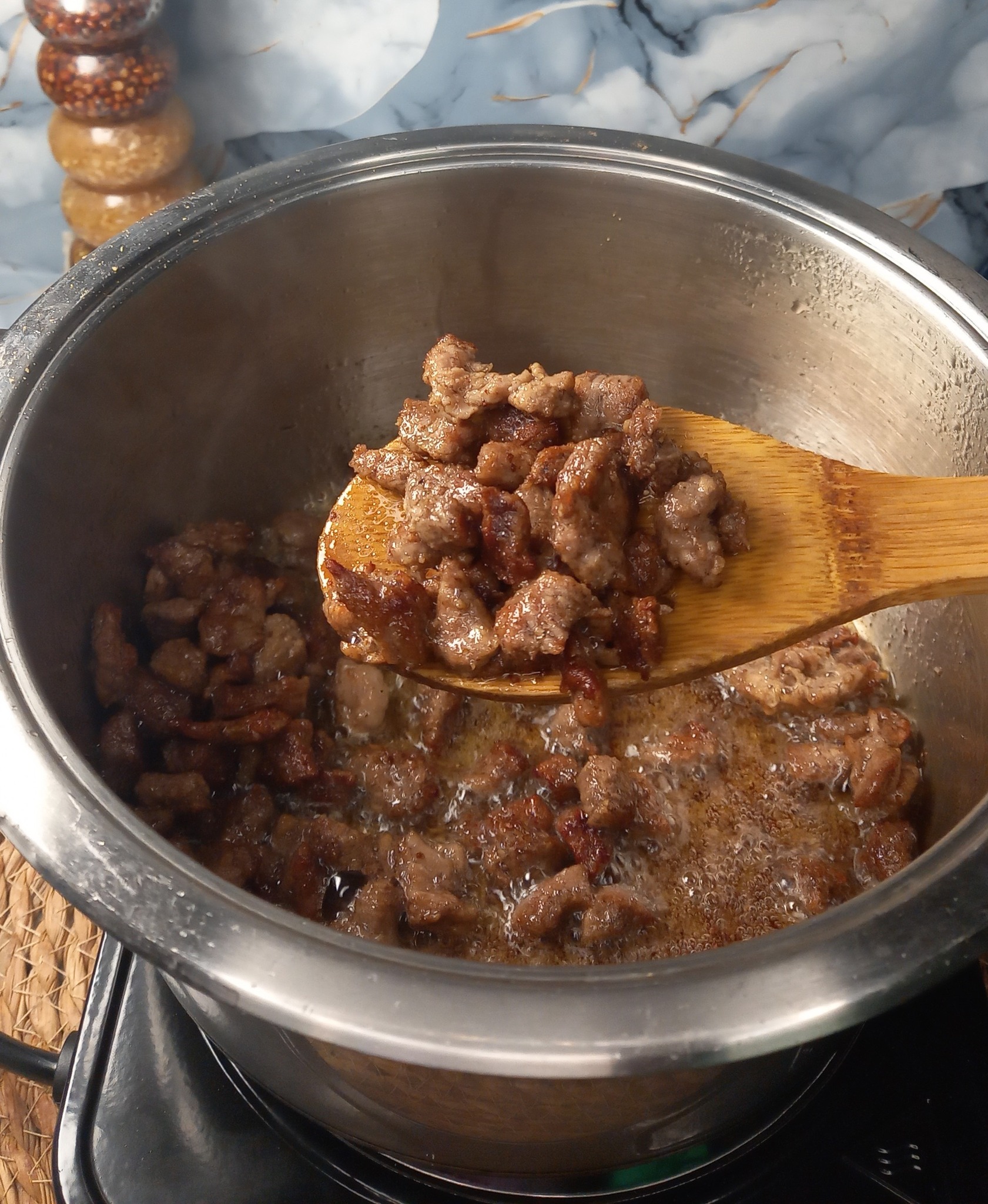 Laina's - Slice the steak into small pieces and then brown it , l added ...