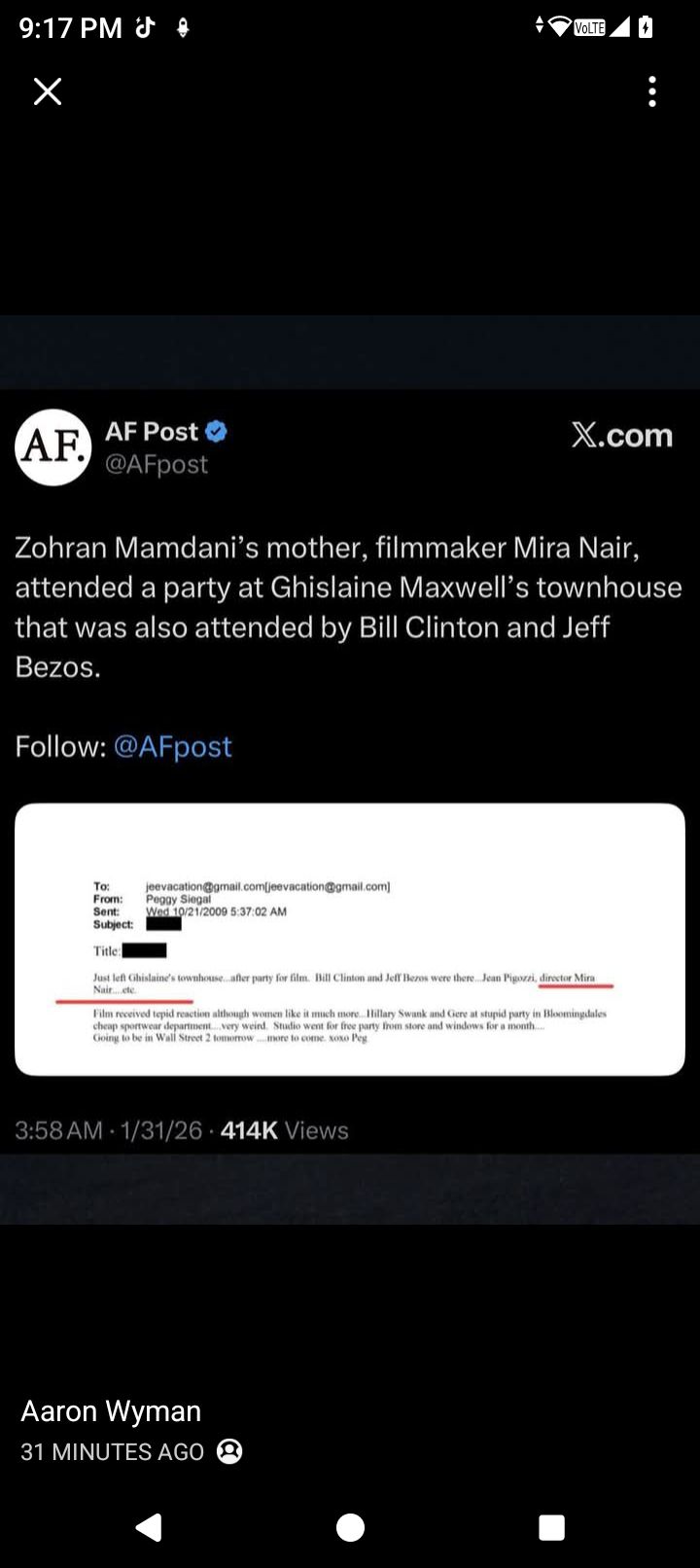 Nick - So who is mumdami daddy Epstein, Clinton he sorta looks like ...