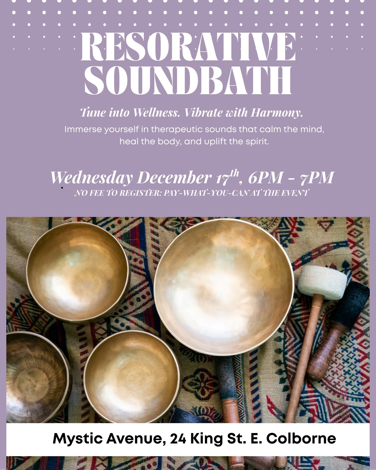 Mystic Avenue - Restorative Soundbath with Sam 🗓... | Facebook