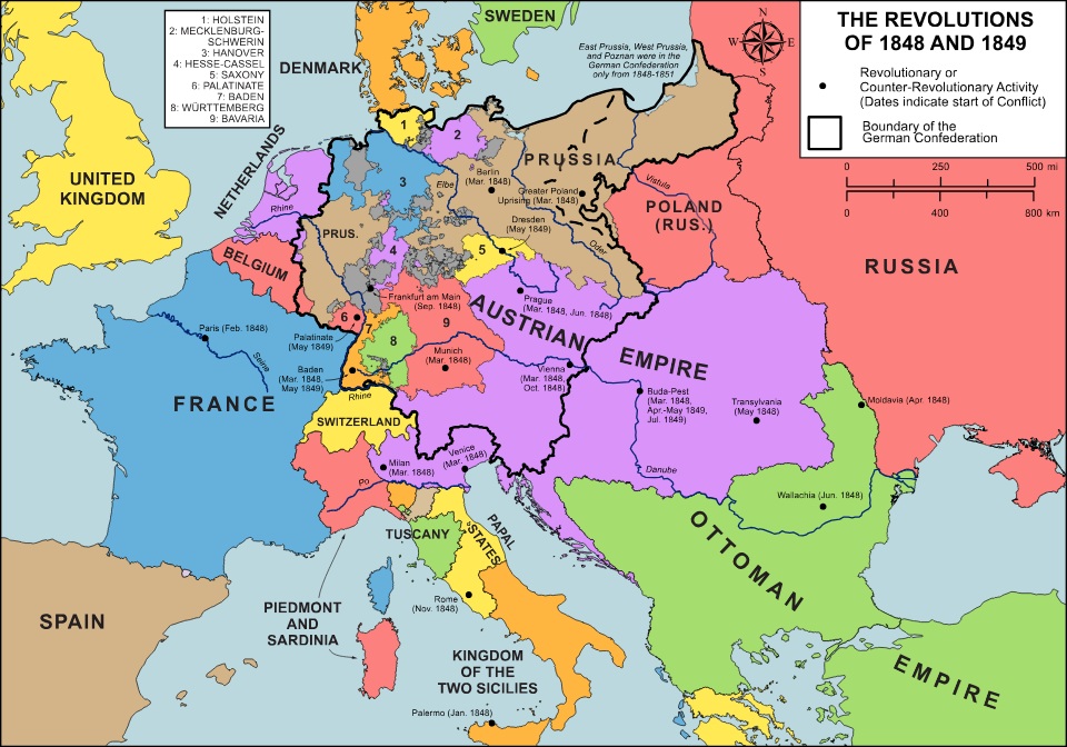 The Eye - Map highlights the major centers of the Revolution of 1848–49 ...