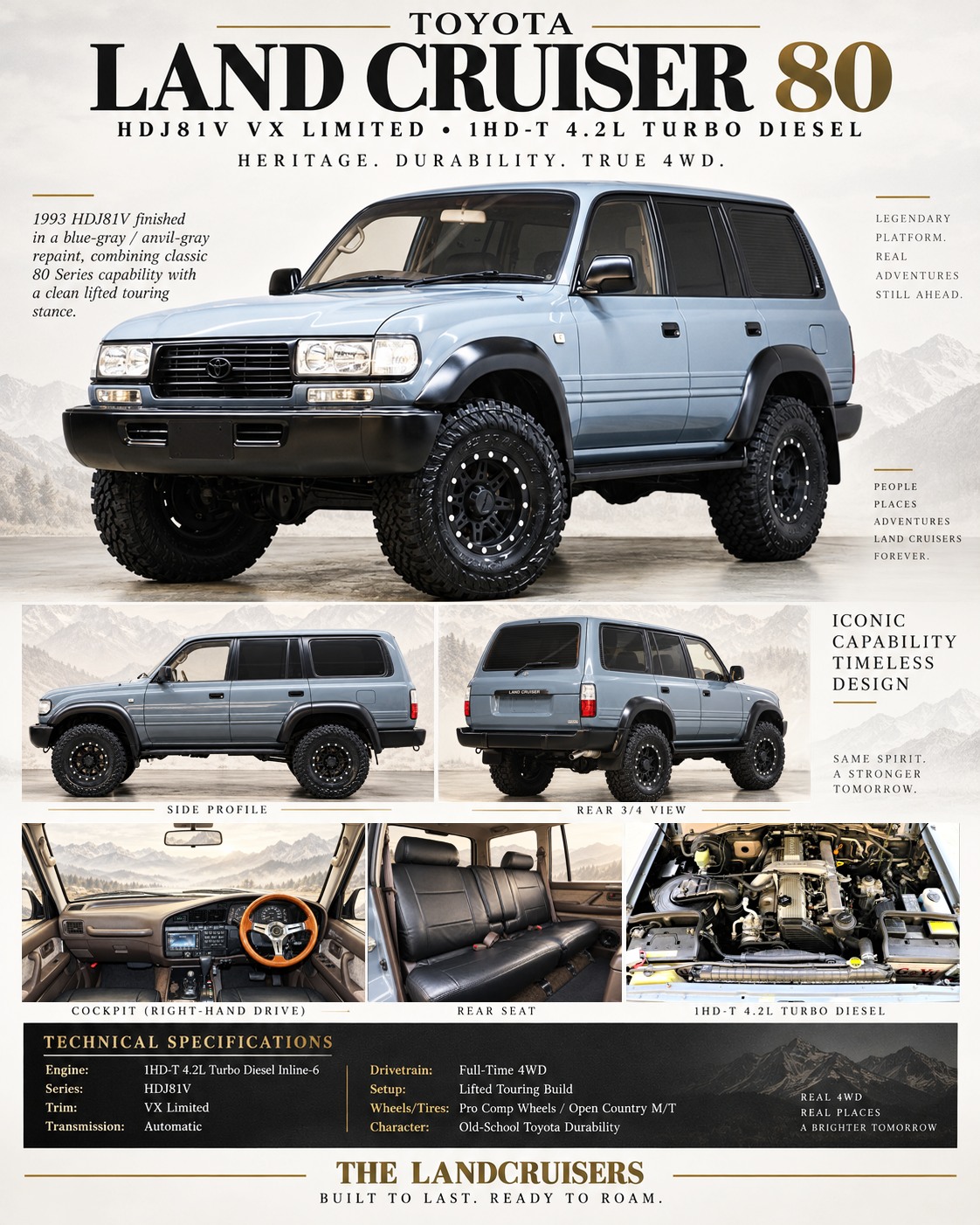 Toyota Land Cruiser 80 Series 1HD-T 4.2L Turbo-Diesel
