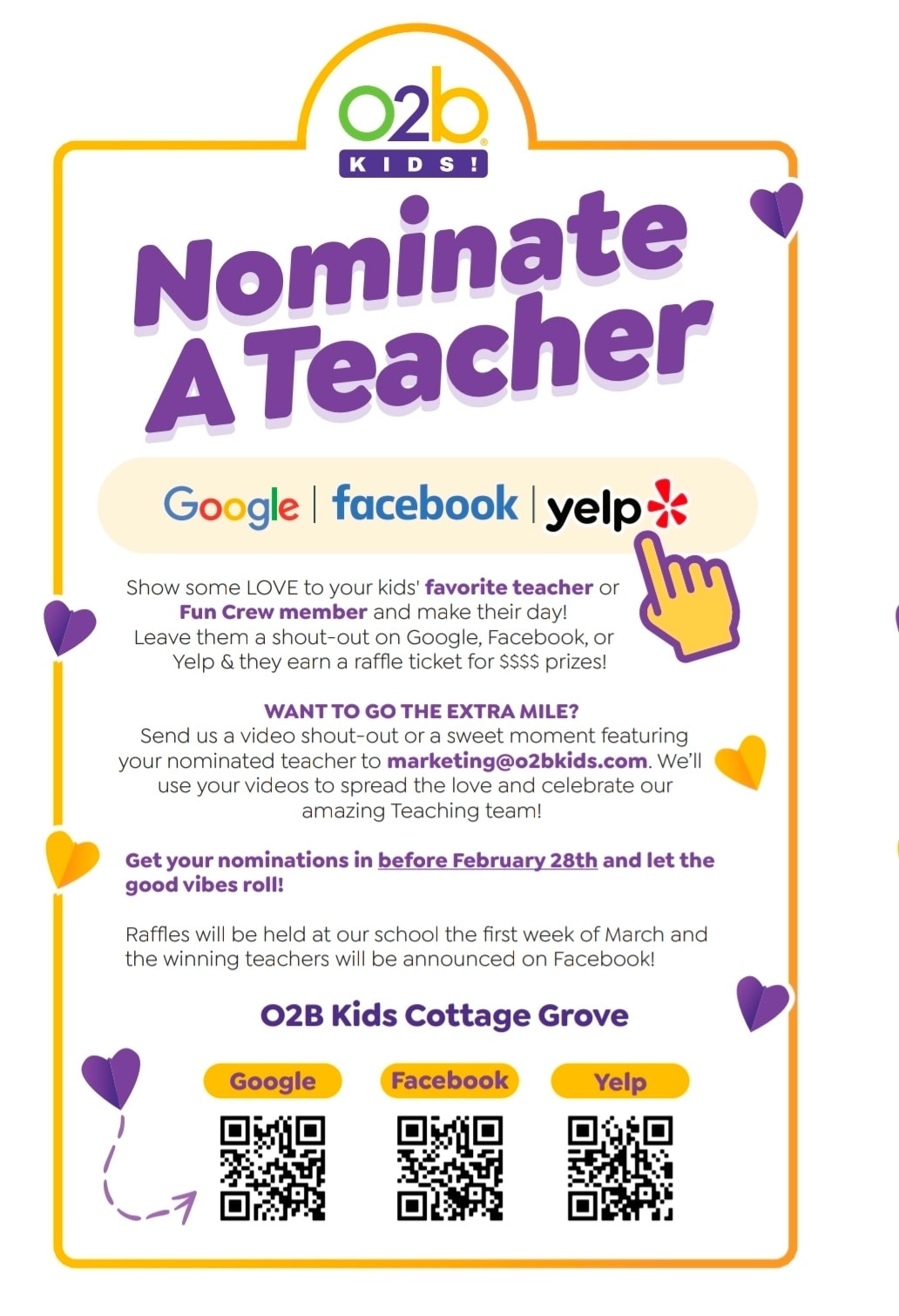 🌟 Help Us Share the Love with our... - O2B Kids Cottage Grove | Facebook
