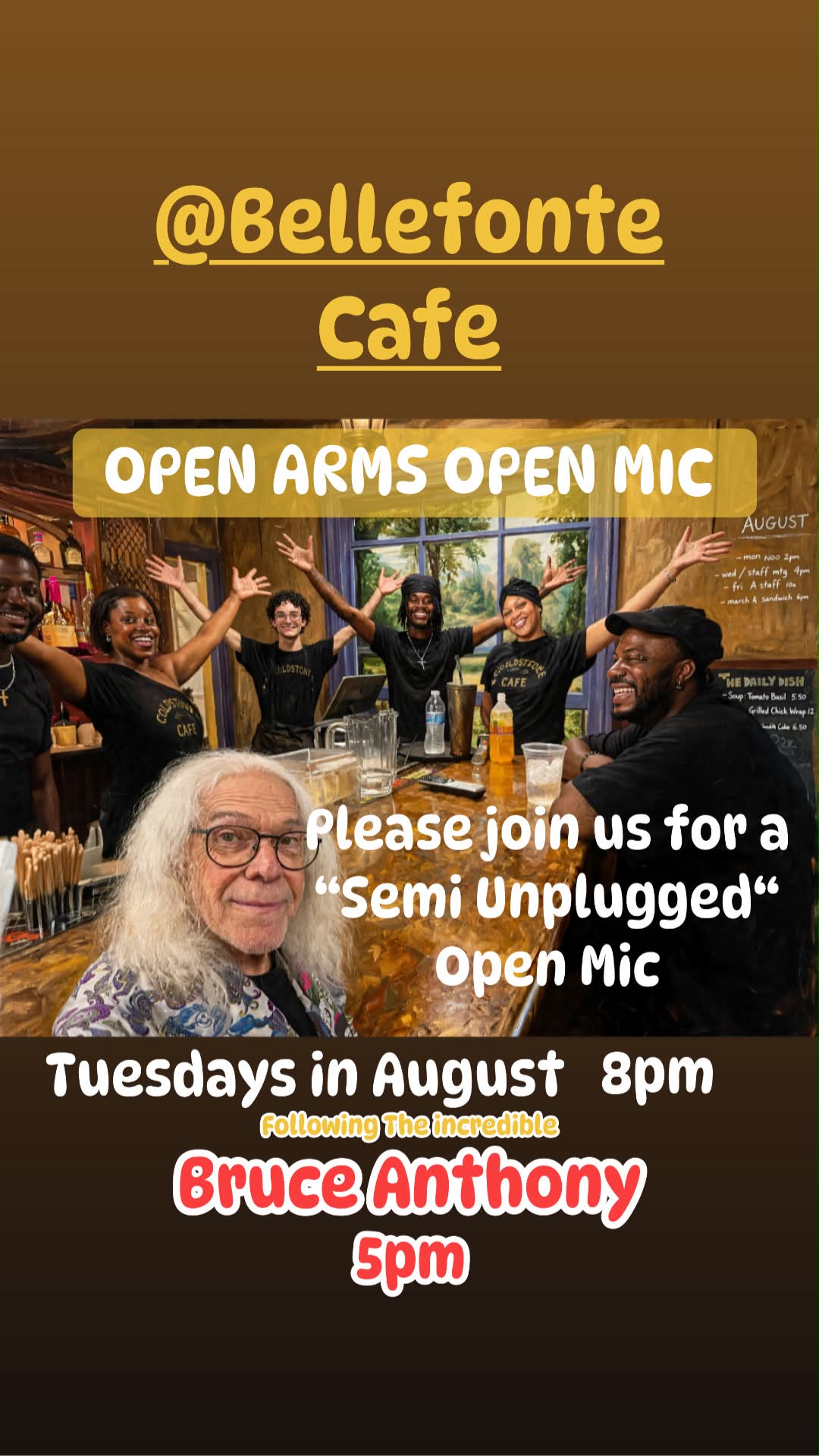 Open mic night at Bellefonte Cafe in August - Semi Unplugged