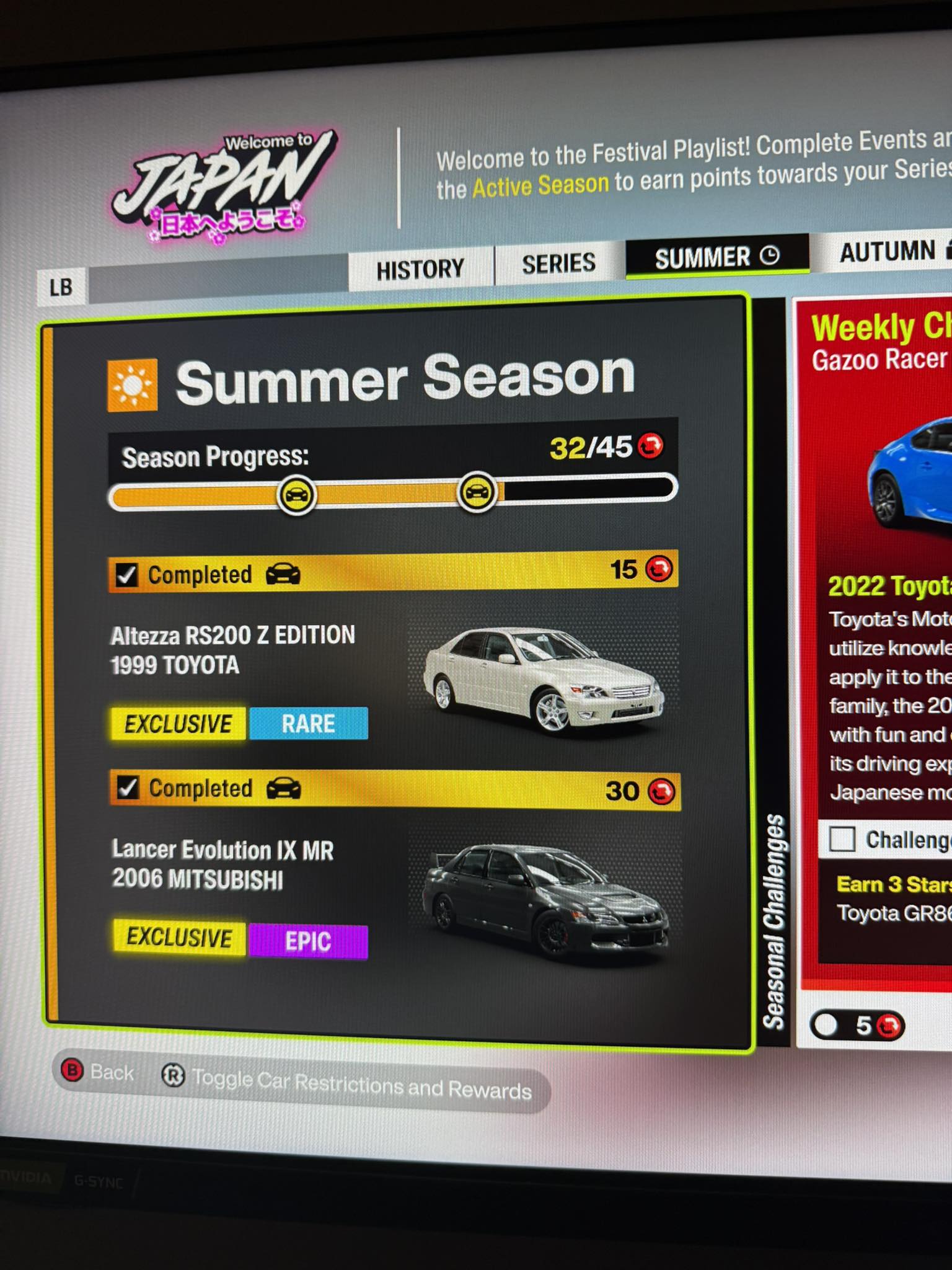 Do we get rewards with 45 points in Forza Horizon?