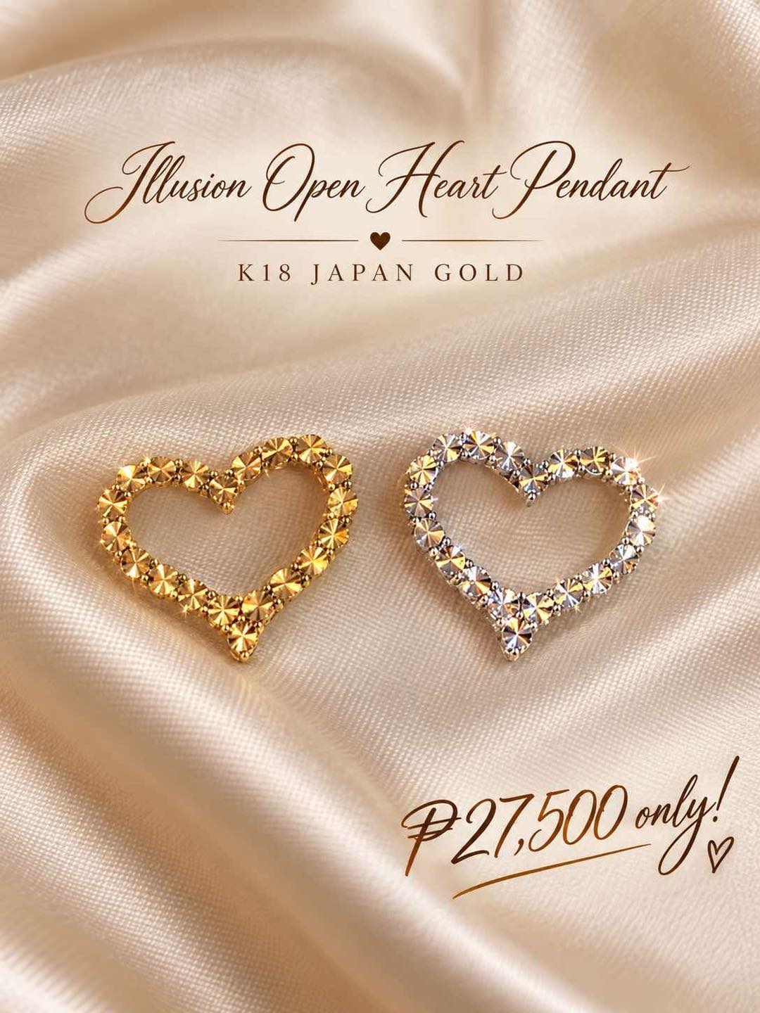 と*う様 k18 japan pendant illusion iLLUSION HEART💟 PENDANT AND EARRINGS in K18 JAPAN GOLD