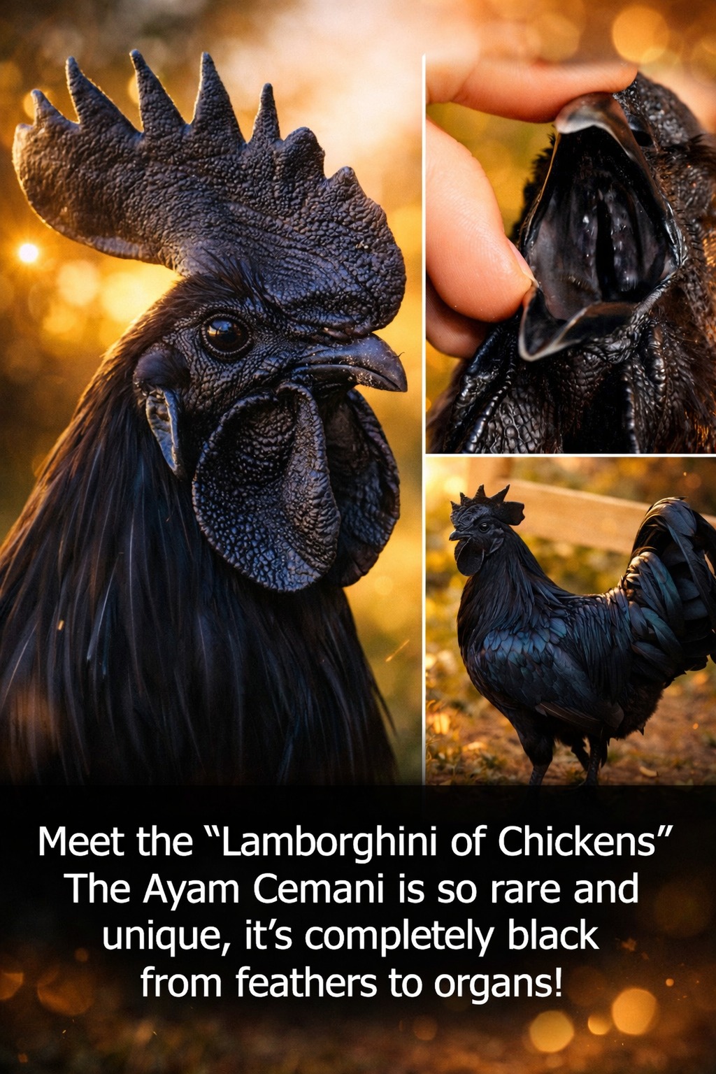 Beautiful - This stunning bird is the Ayam Cemani, a rare chicken breed ...