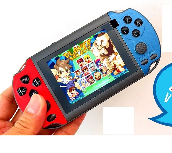 Console Portatile X7 – Schermo 4,1 Pollici, 10000+ Giochi Integrati, Batteria 1500mAh, Supporta Video E Musica – Rosso/blu