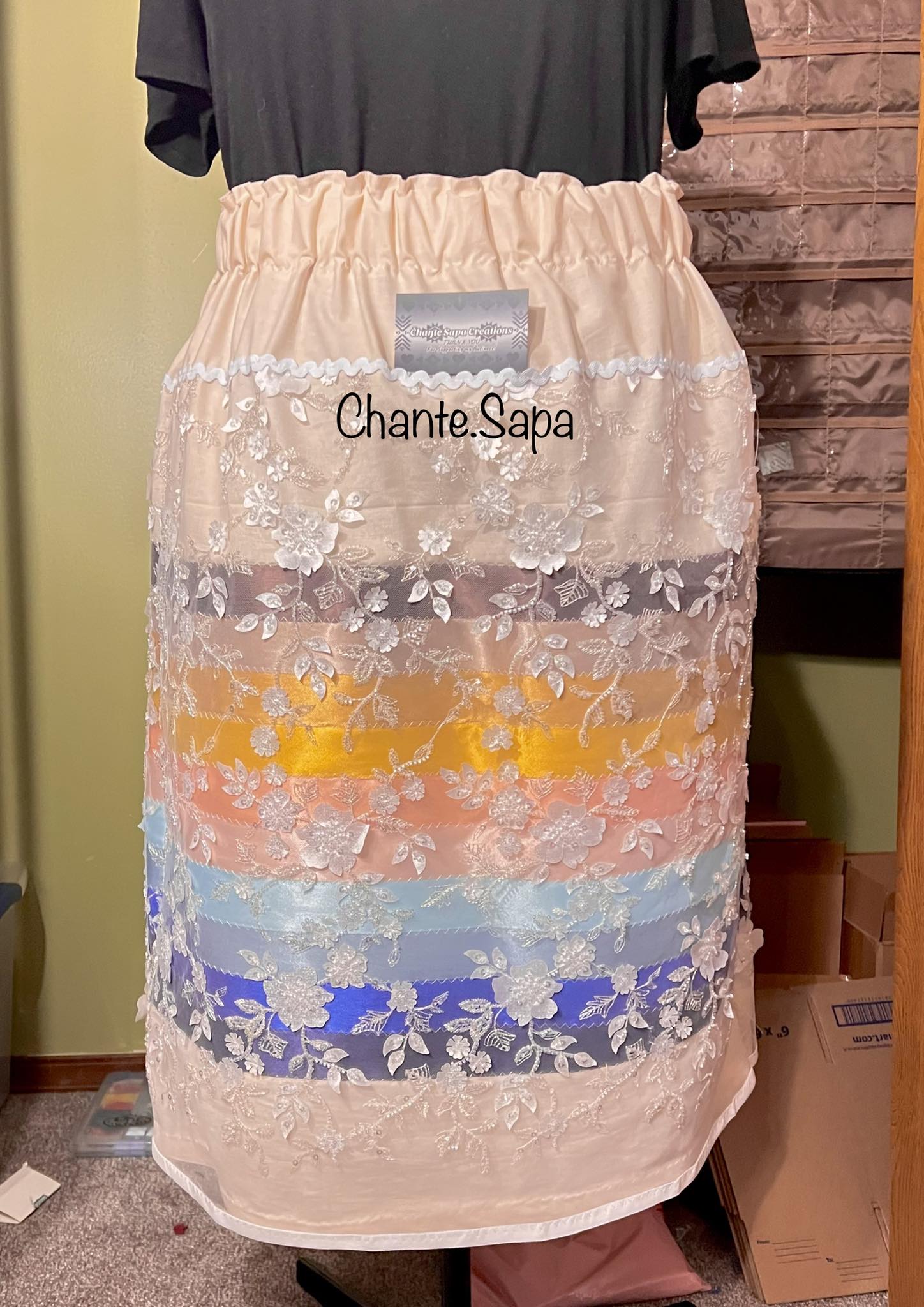Handmade overlay lace ribbon skirt with pockets by Chante.Sapa