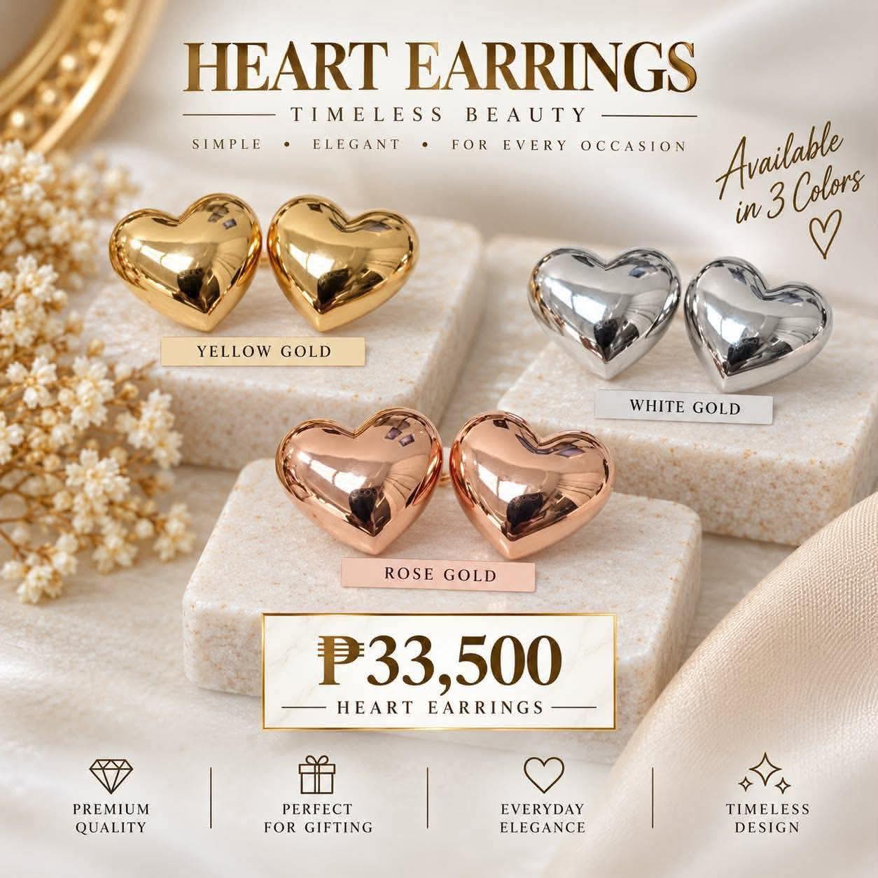 Aura - HEART EARRING in K18 JAPAN GOLD