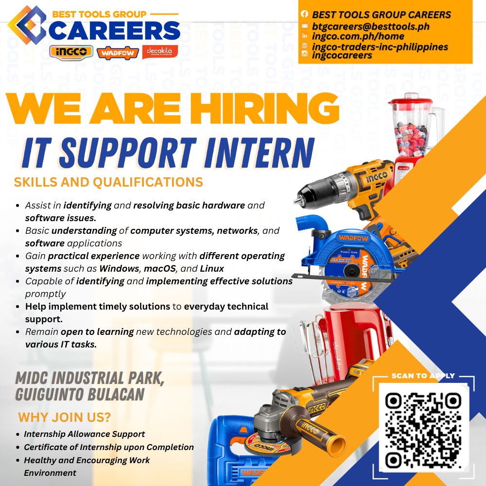Best - 💻 WE’RE HIRING: IT SUPPORT INTERN 📍 Deployment Location: MIDC ...
