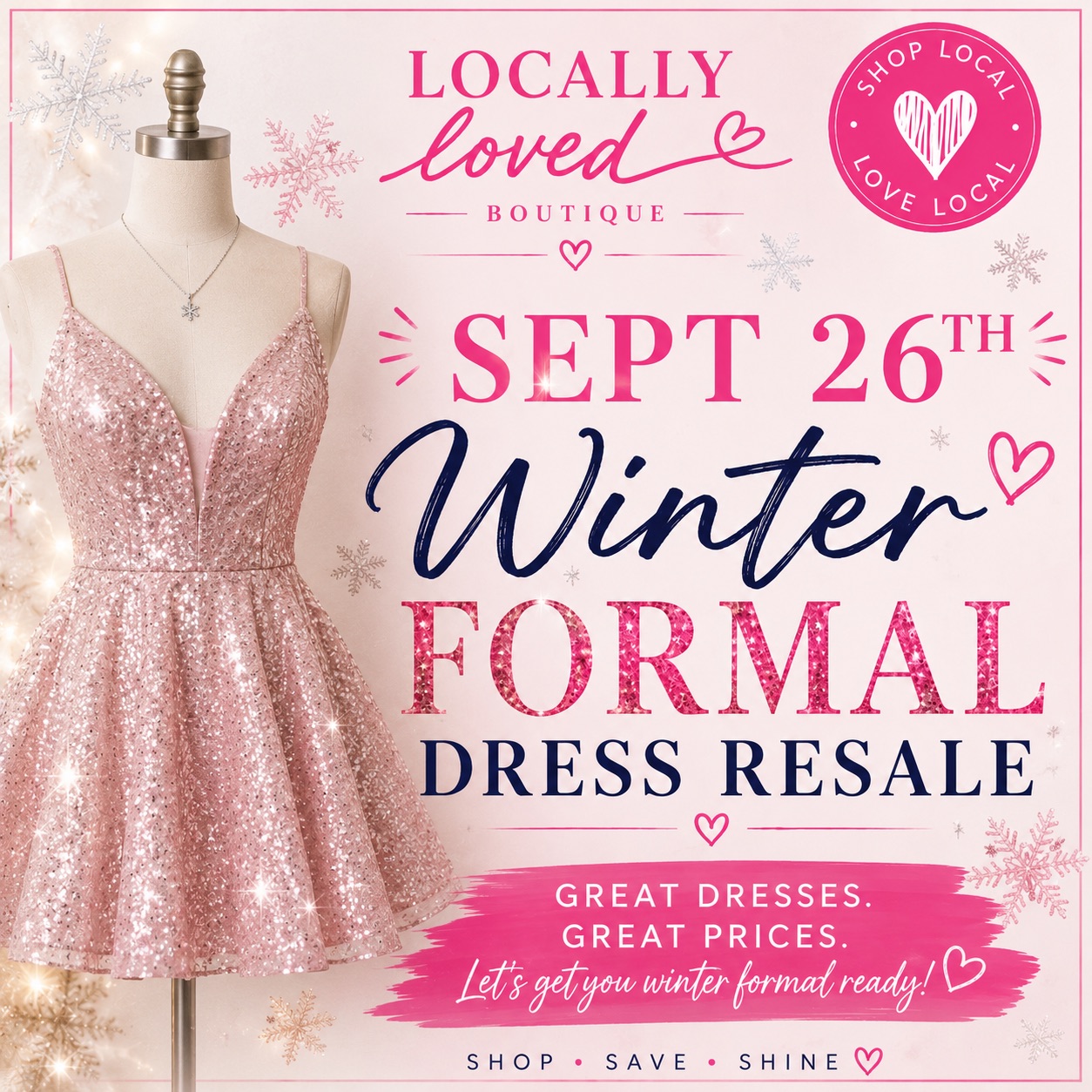 resale homecoming dresses Locally Loved Boutique's 3rd Annual Winter Formal Dress Event champagne gold dress