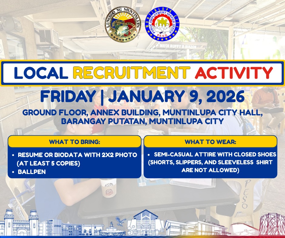 Muntinlupa PESO - 📣 YOU’RE INVITED! LOCAL RECRUITMENT... | Facebook