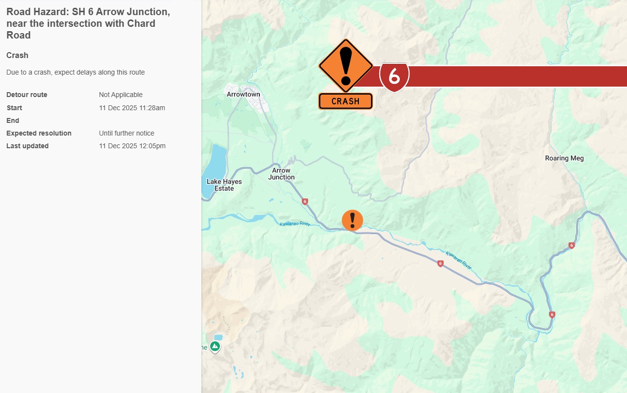 NZ - SH6 ARROW JUNCTION - CRASH - FINAL UPDATE 12:55PM The road is now ...