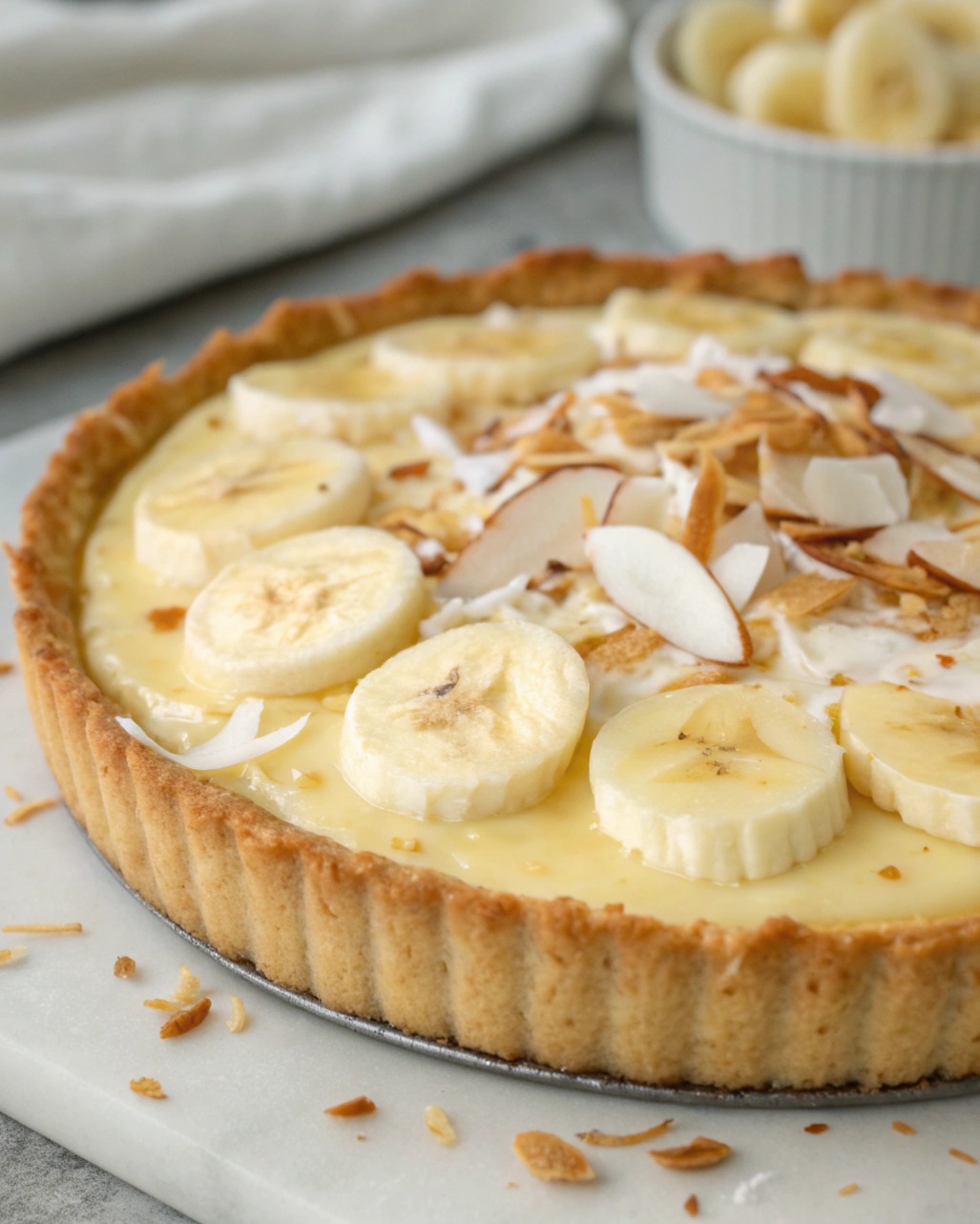O Recettes - Tarte Banane & Coco Ingrédients : 1 pâte brisée 2 bananes ...