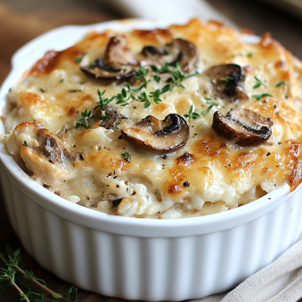 Recette - Gratin de riz au poulet et aux champignons Ingrédients (4 ...