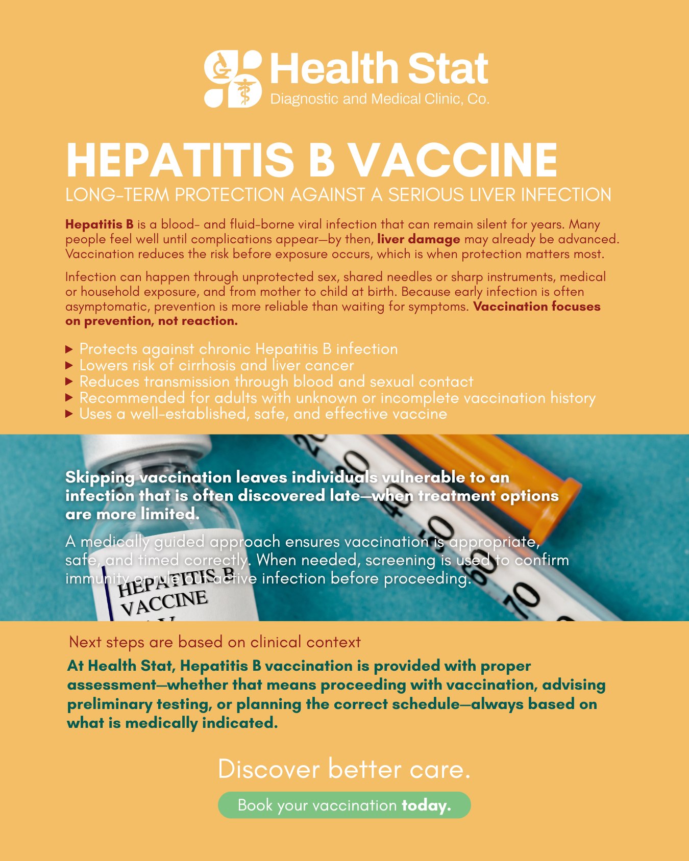 💉 Hepatitis B Vaccine at Health Stat Diagnostic and Medical Clinic ...
