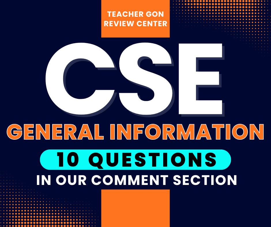 CSE GENERAL... - Teacher Gon Review and Tutorial Center | Facebook